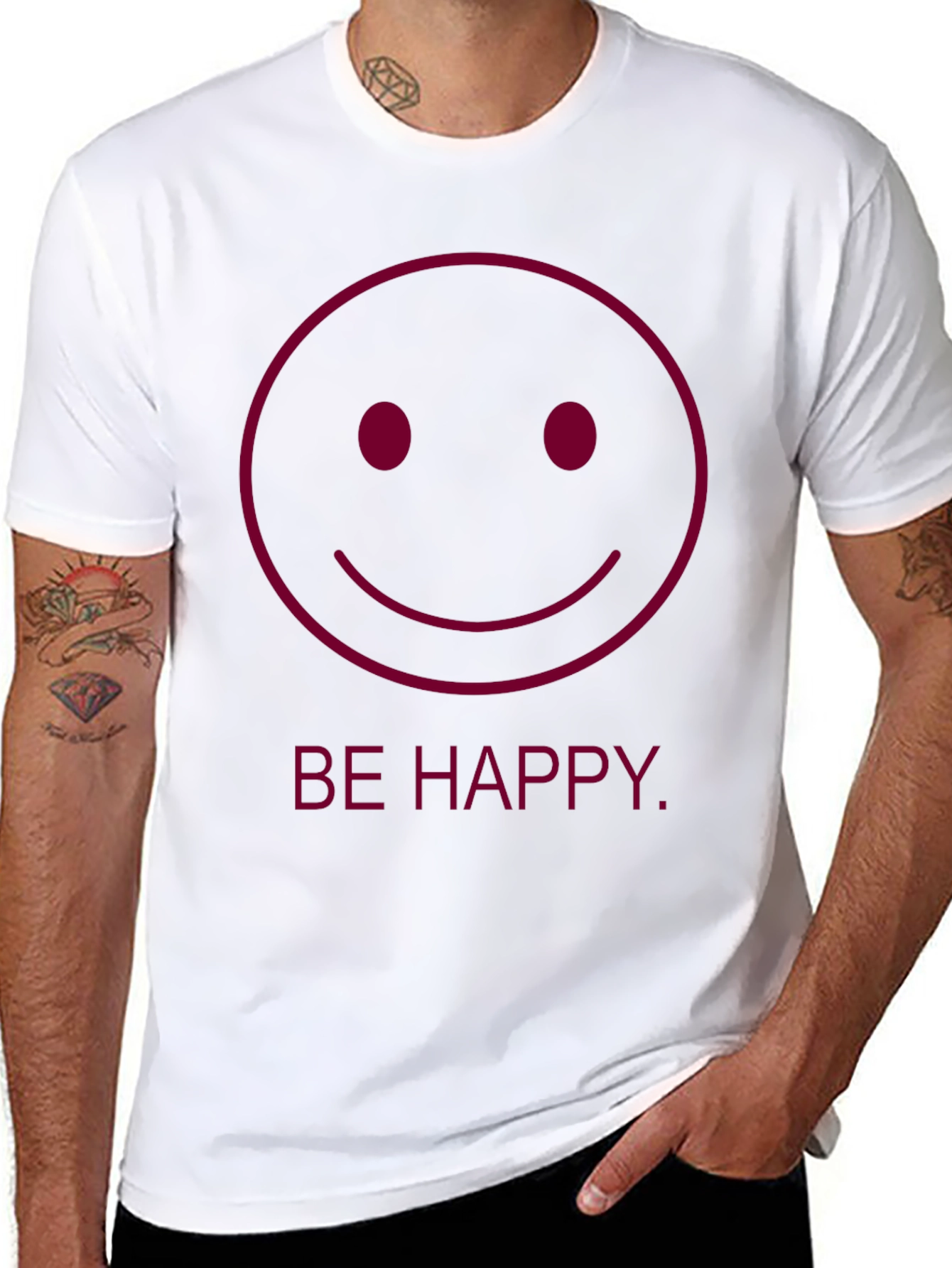 Be Happy Graphic Tee - Smiley Face Black T-Shirt