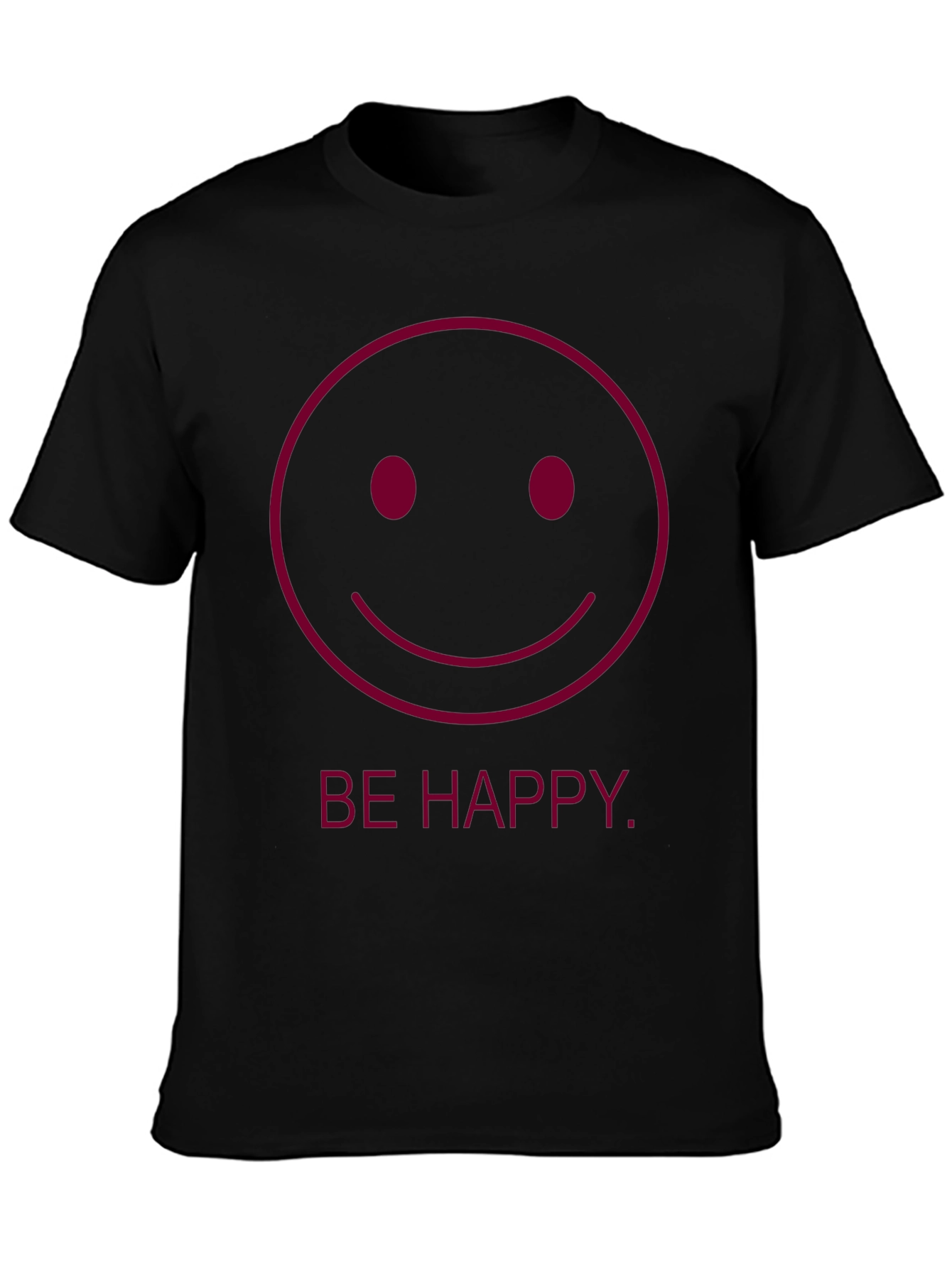 Be Happy Graphic Tee - Smiley Face Black T-Shirt