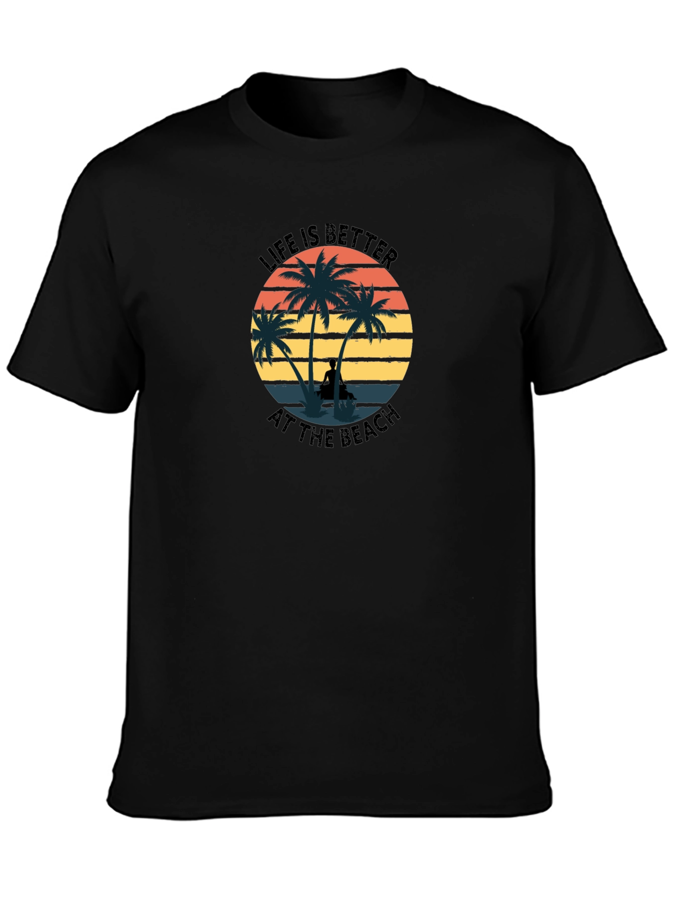 Beach Life T-Shirt - Palm Tree Sunset Graphic Tee