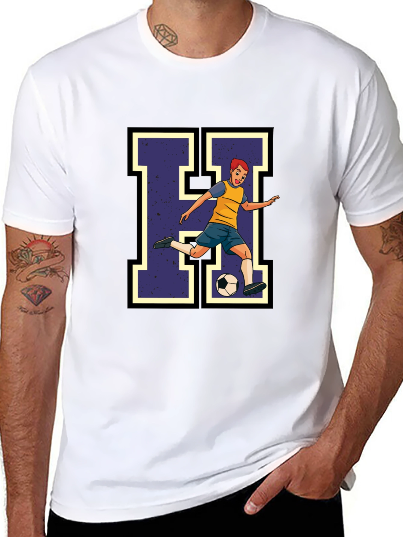 Soccer Player H Graphic Tee - Black