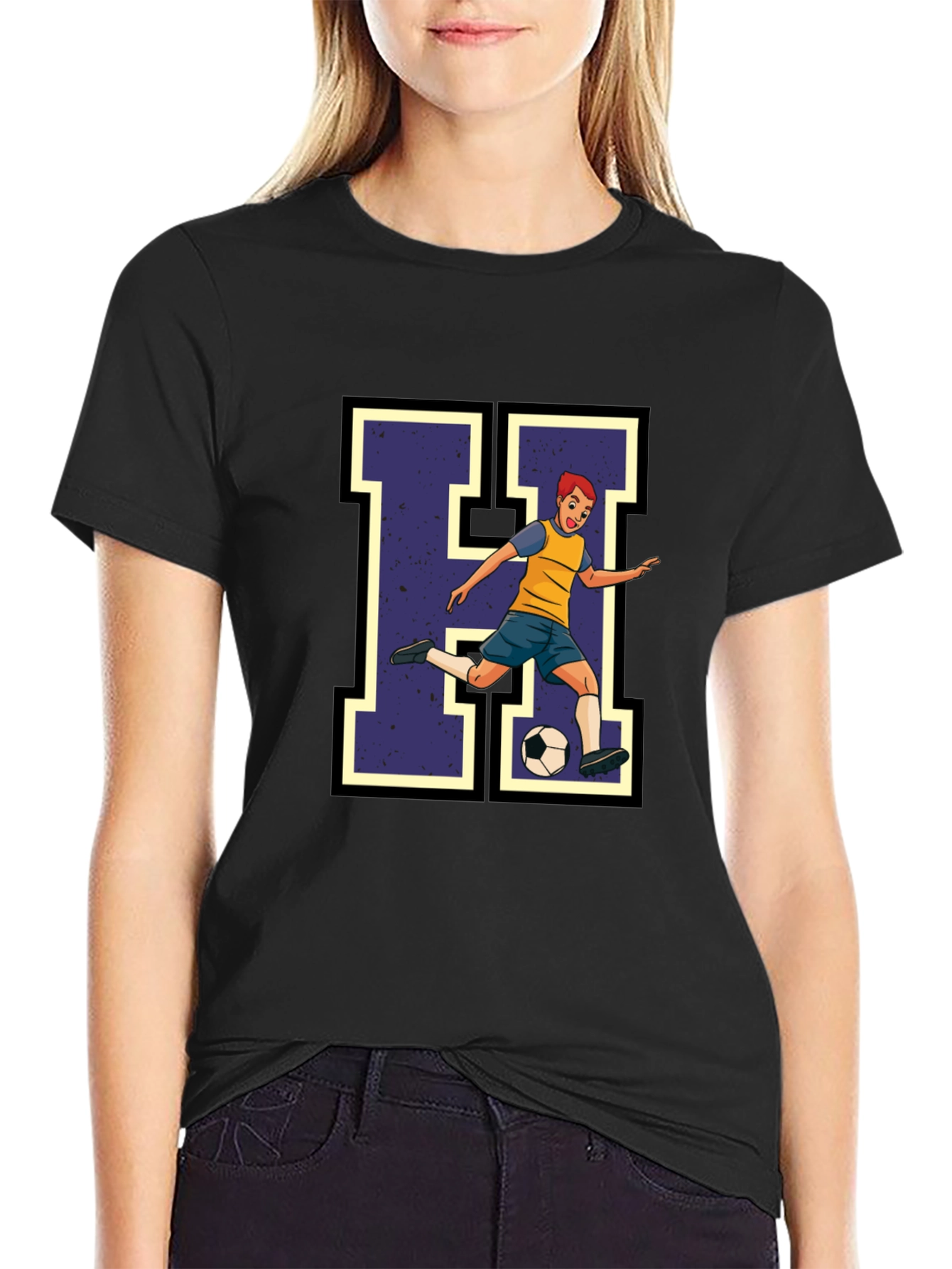 Soccer Player H Graphic Tee - Black
