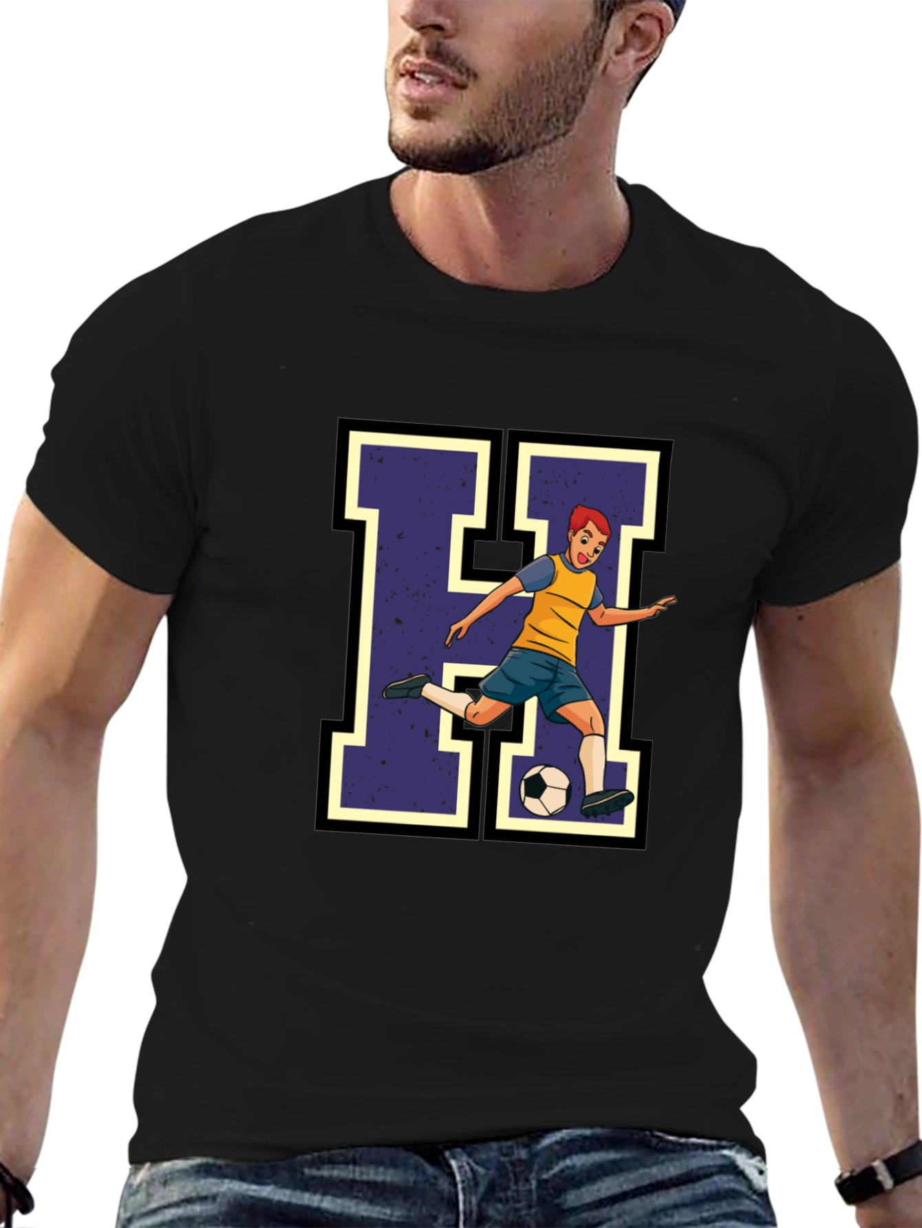 Soccer Player H Graphic Tee - Black