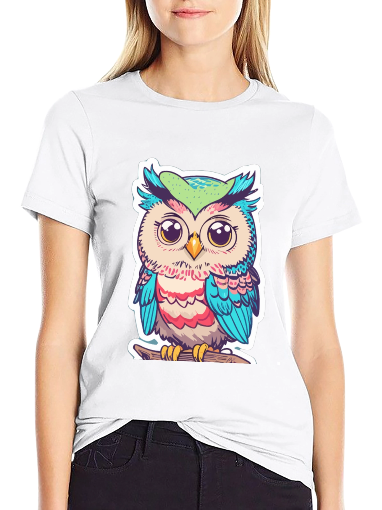 Cute Owl Graphic T-Shirt - Black Cotton Tee
