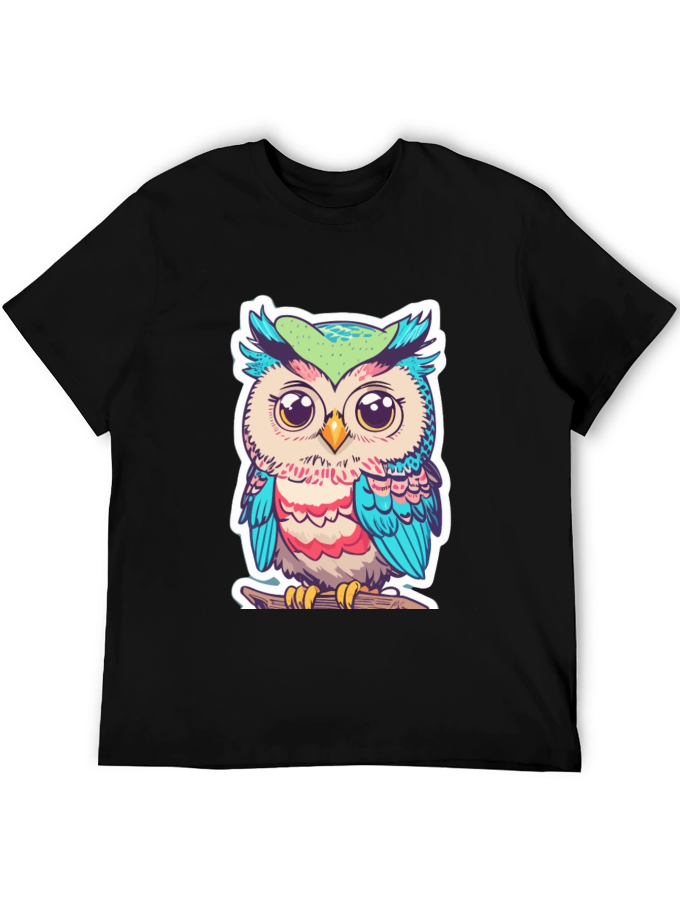 Cute Owl Graphic T-Shirt - Black Cotton Tee