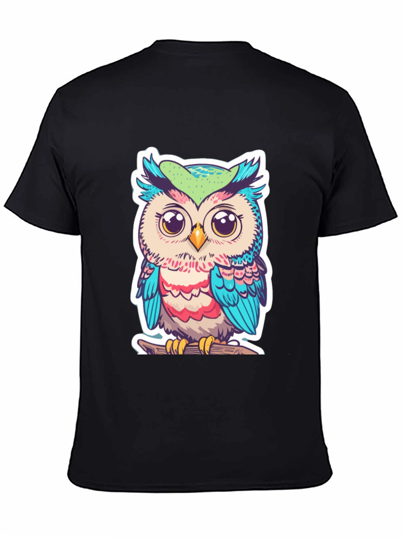 Cute Owl Graphic T-Shirt - Black Cotton Tee