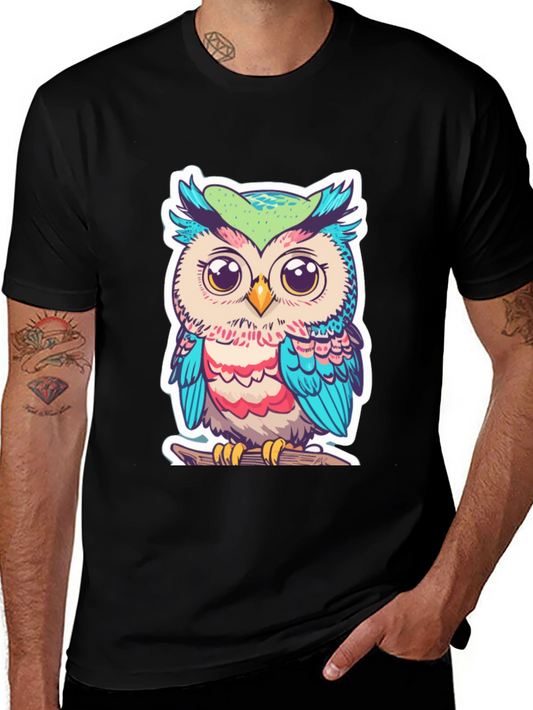 Cute Owl Graphic T-Shirt - Black Cotton Tee