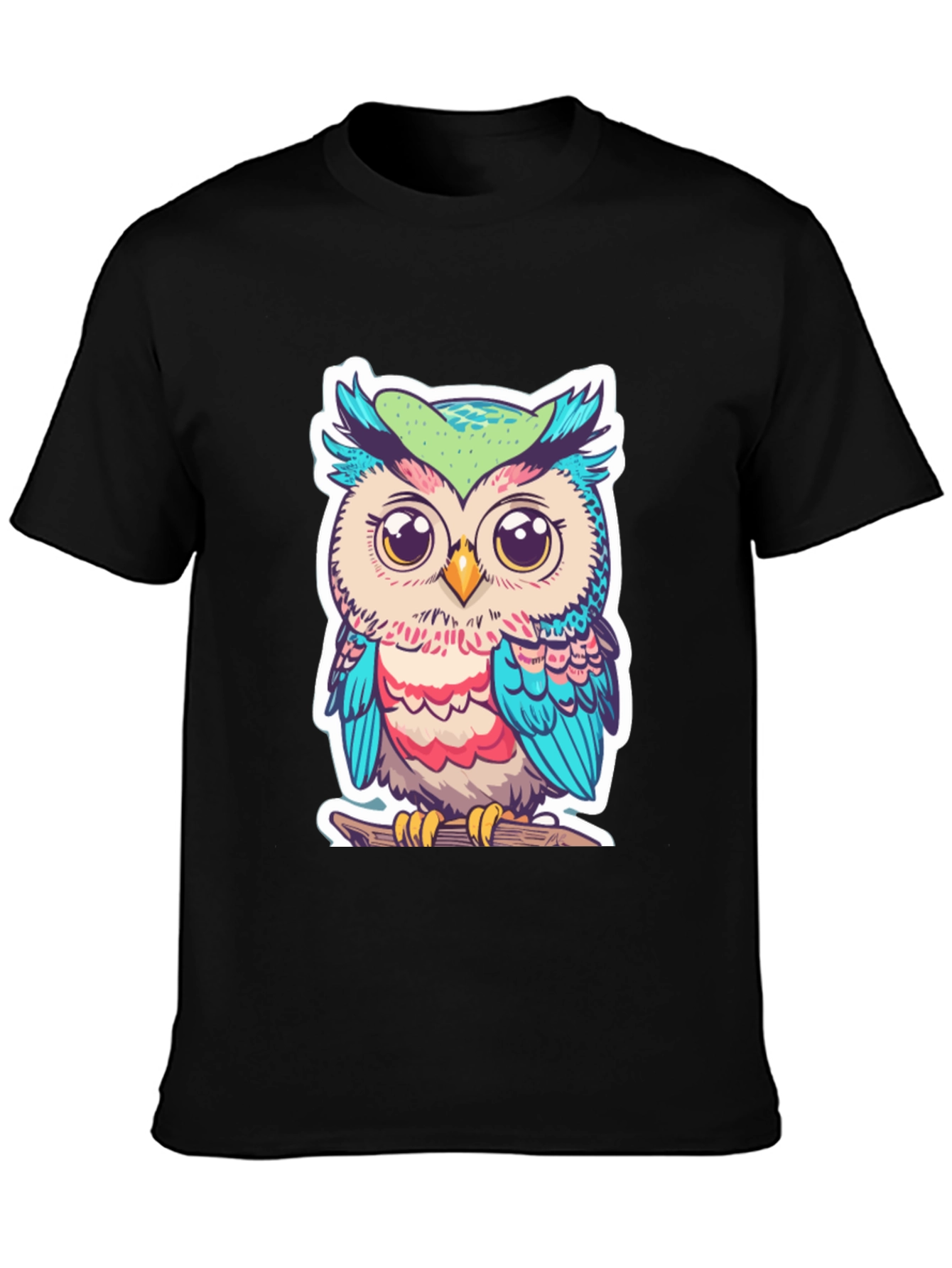 Cute Owl Graphic T-Shirt - Black Cotton Tee