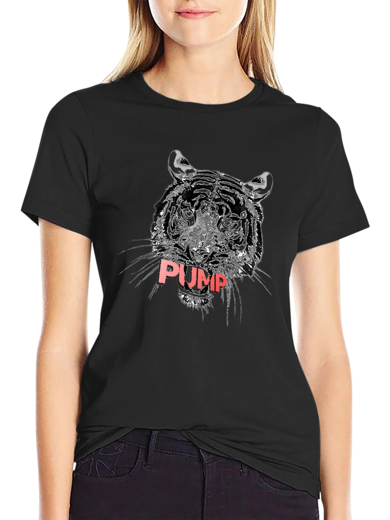 Tiger PUMP Graphic Tee - Black Cotton T-Shirt
