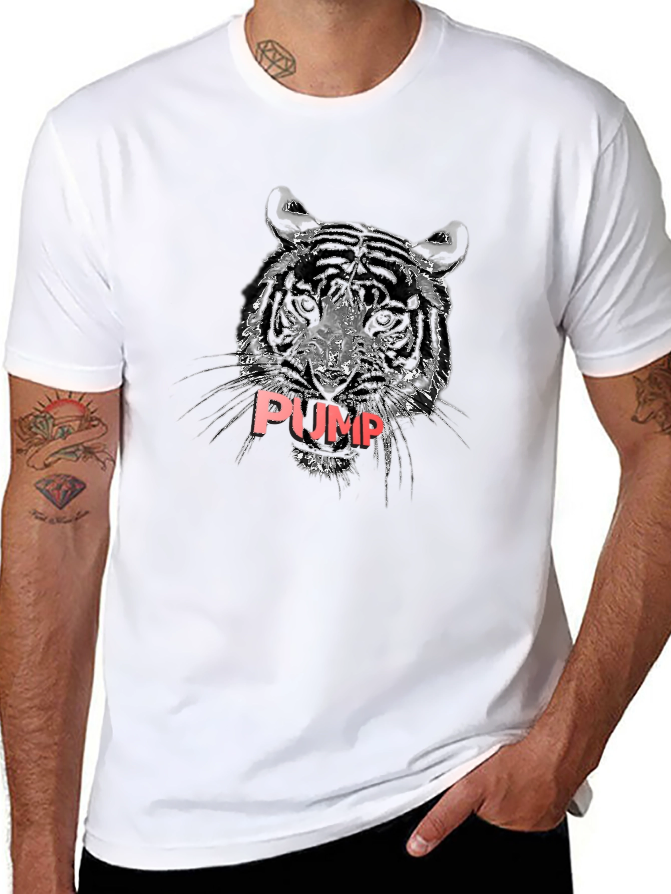 Tiger PUMP Graphic Tee - Black Cotton T-Shirt