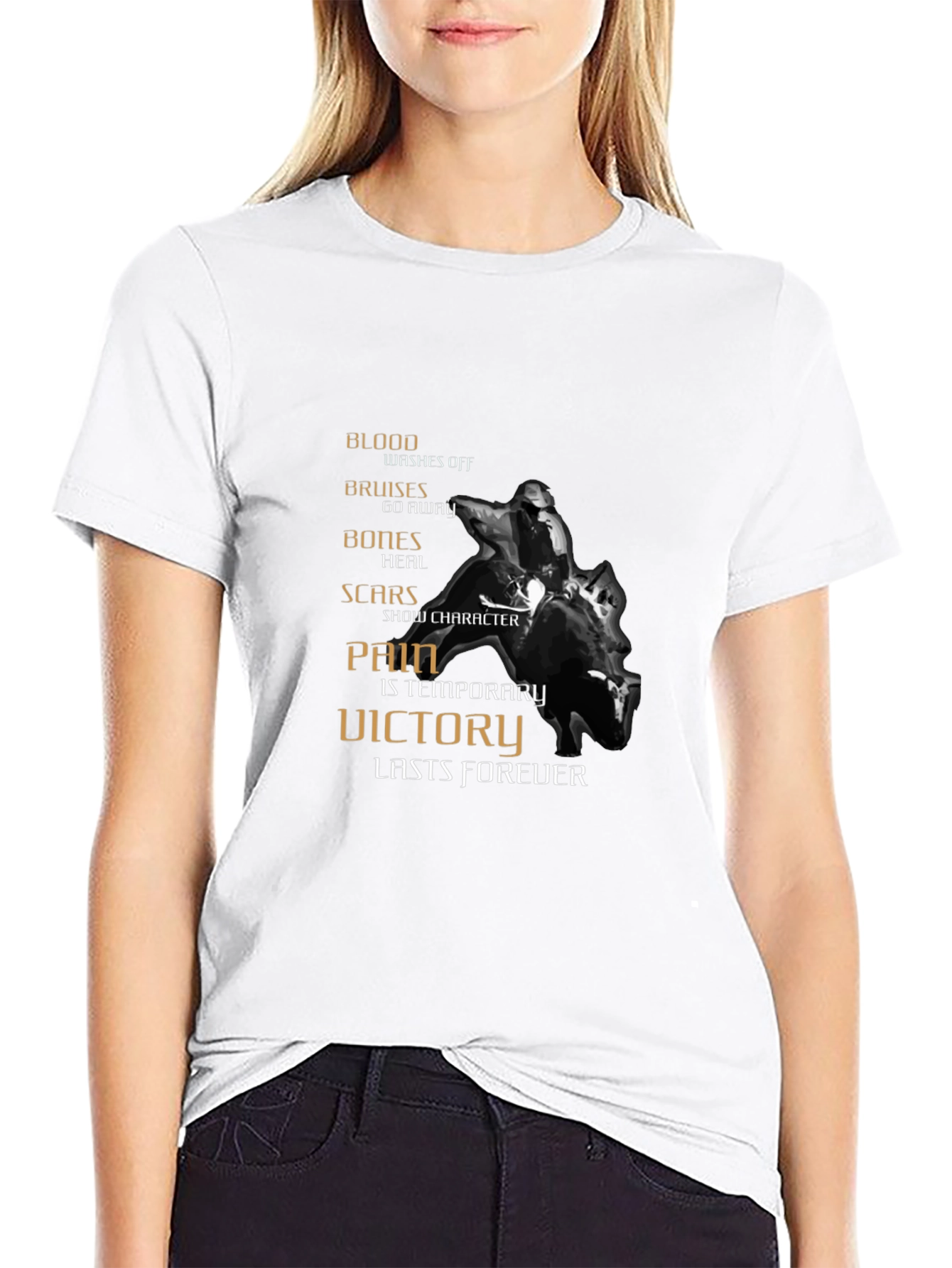 Motivational Rider Graphic T-Shirt - Pain is Temporary