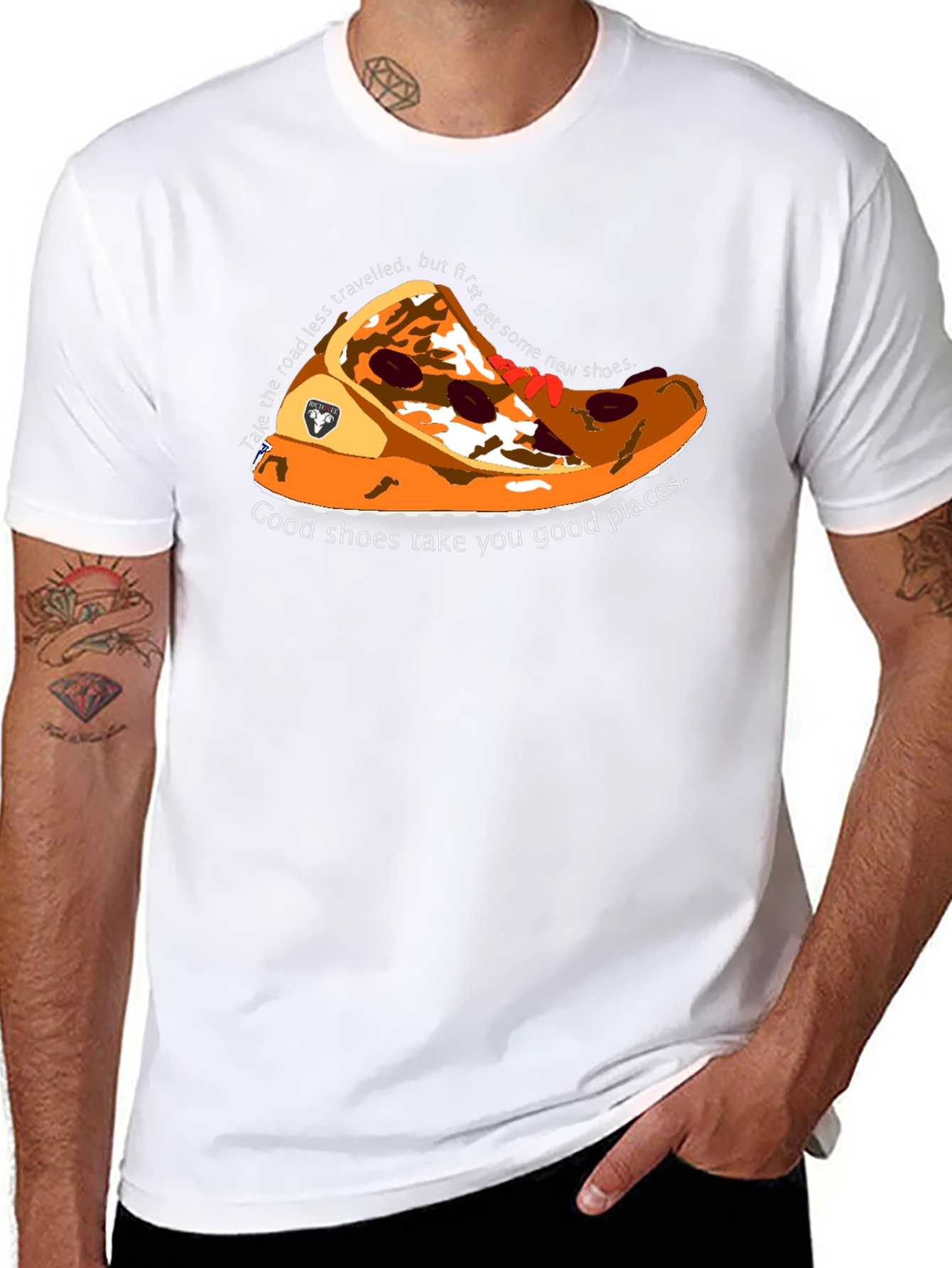 Pizza Shoe Graphic T-Shirt - Unique Design