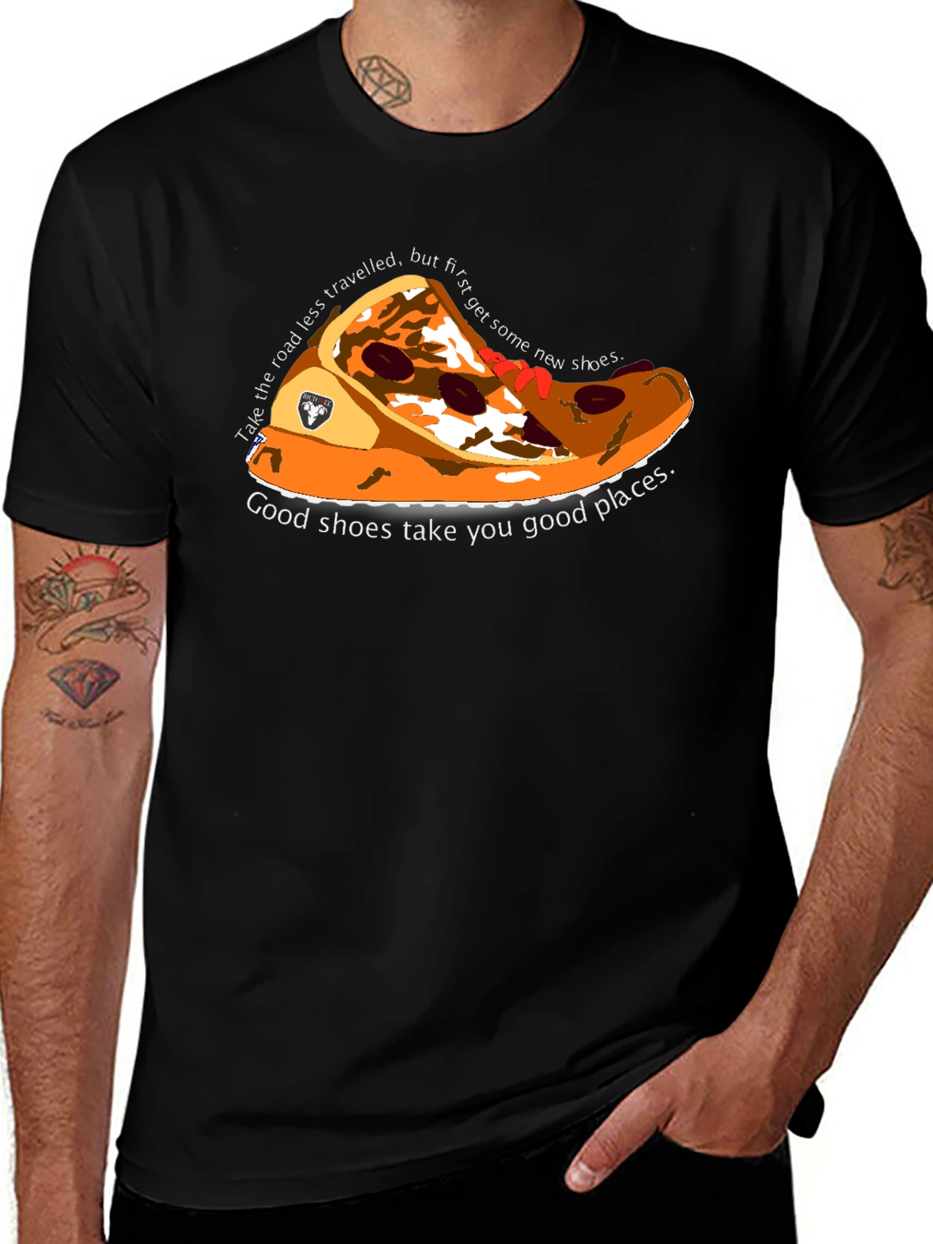 Pizza Shoe Graphic T-Shirt - Unique Design