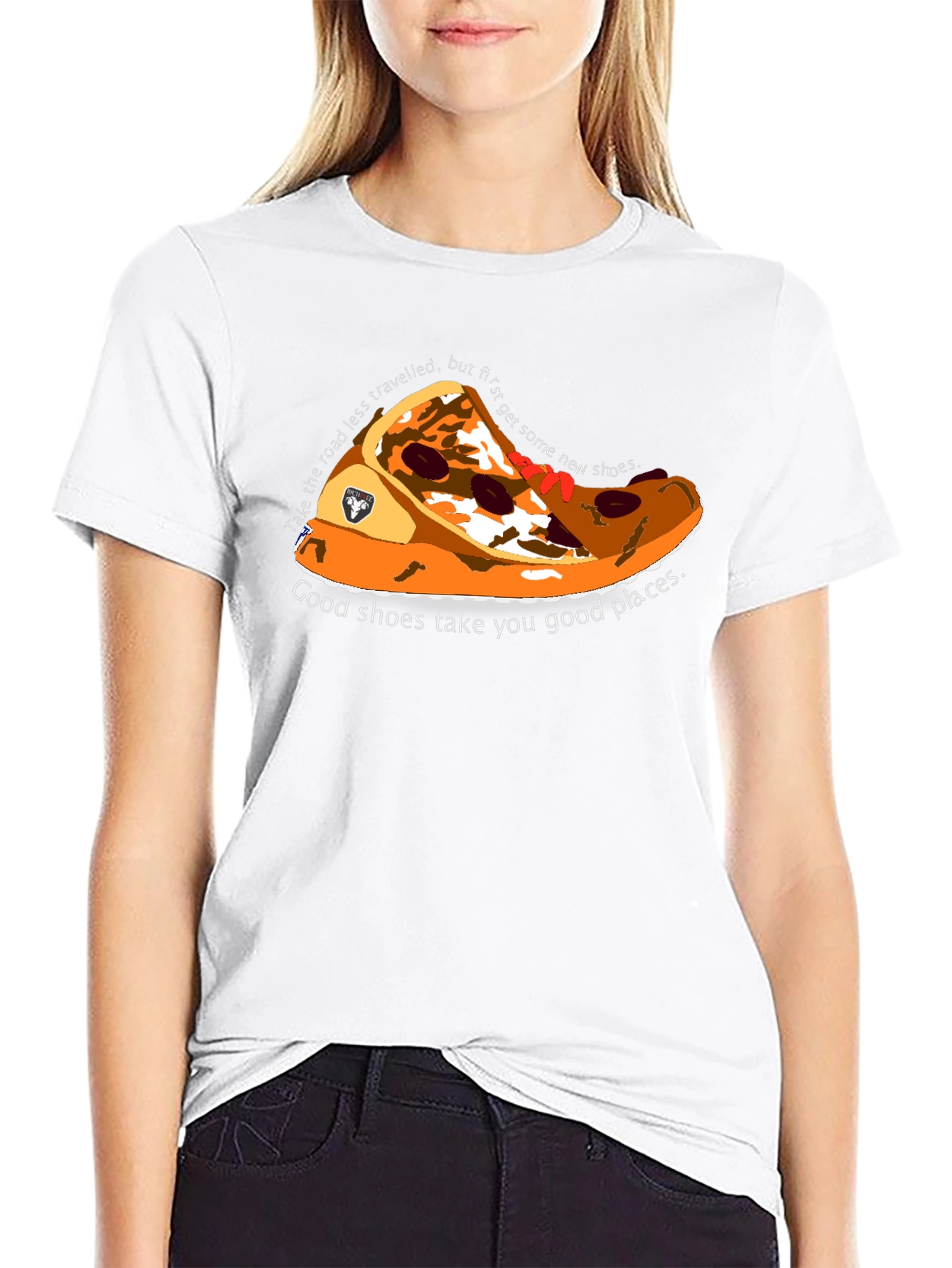 Pizza Shoe Graphic T-Shirt - Unique Design