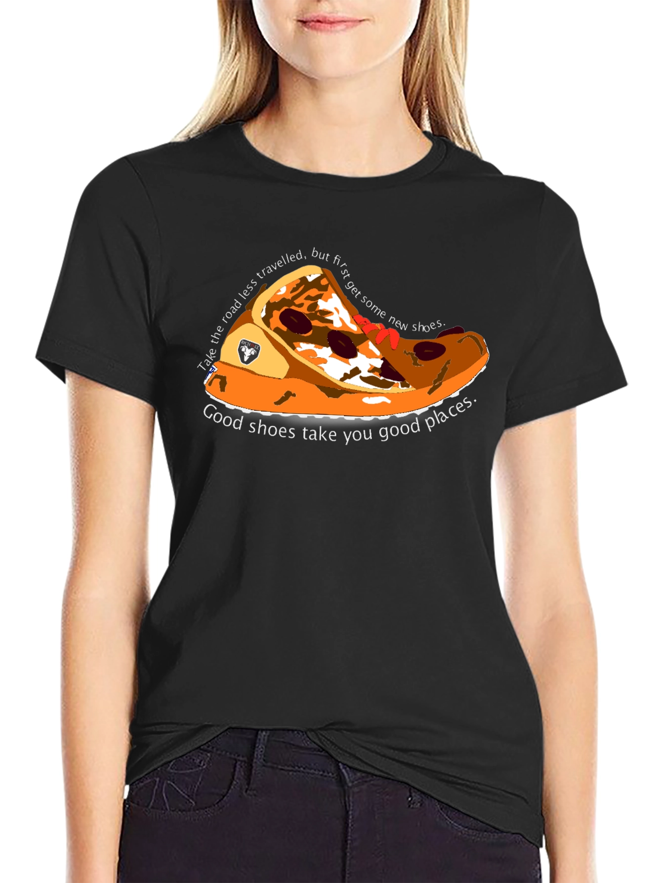 Pizza Shoe Graphic T-Shirt - Unique Design