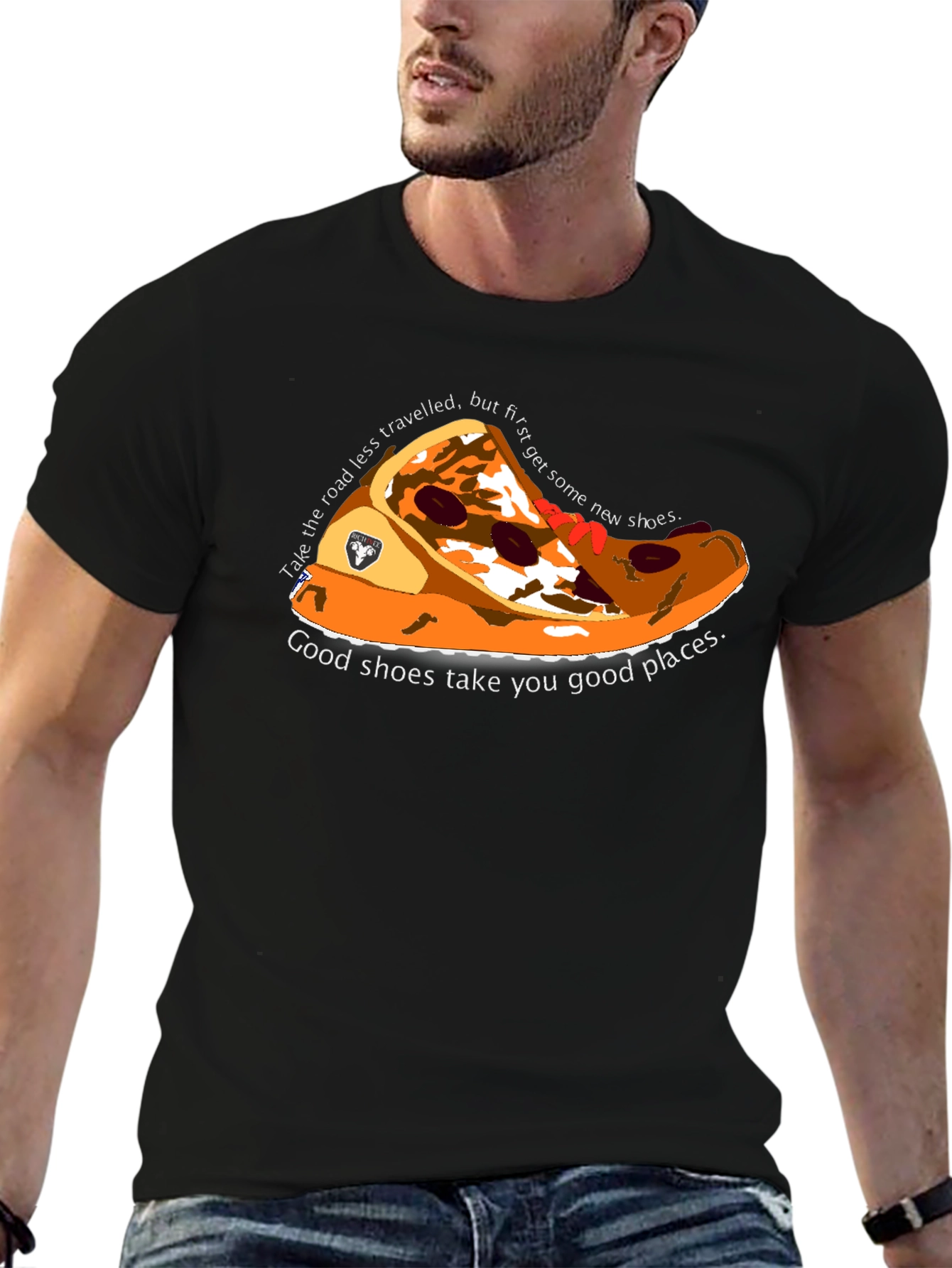 Pizza Shoe Graphic T-Shirt - Unique Design