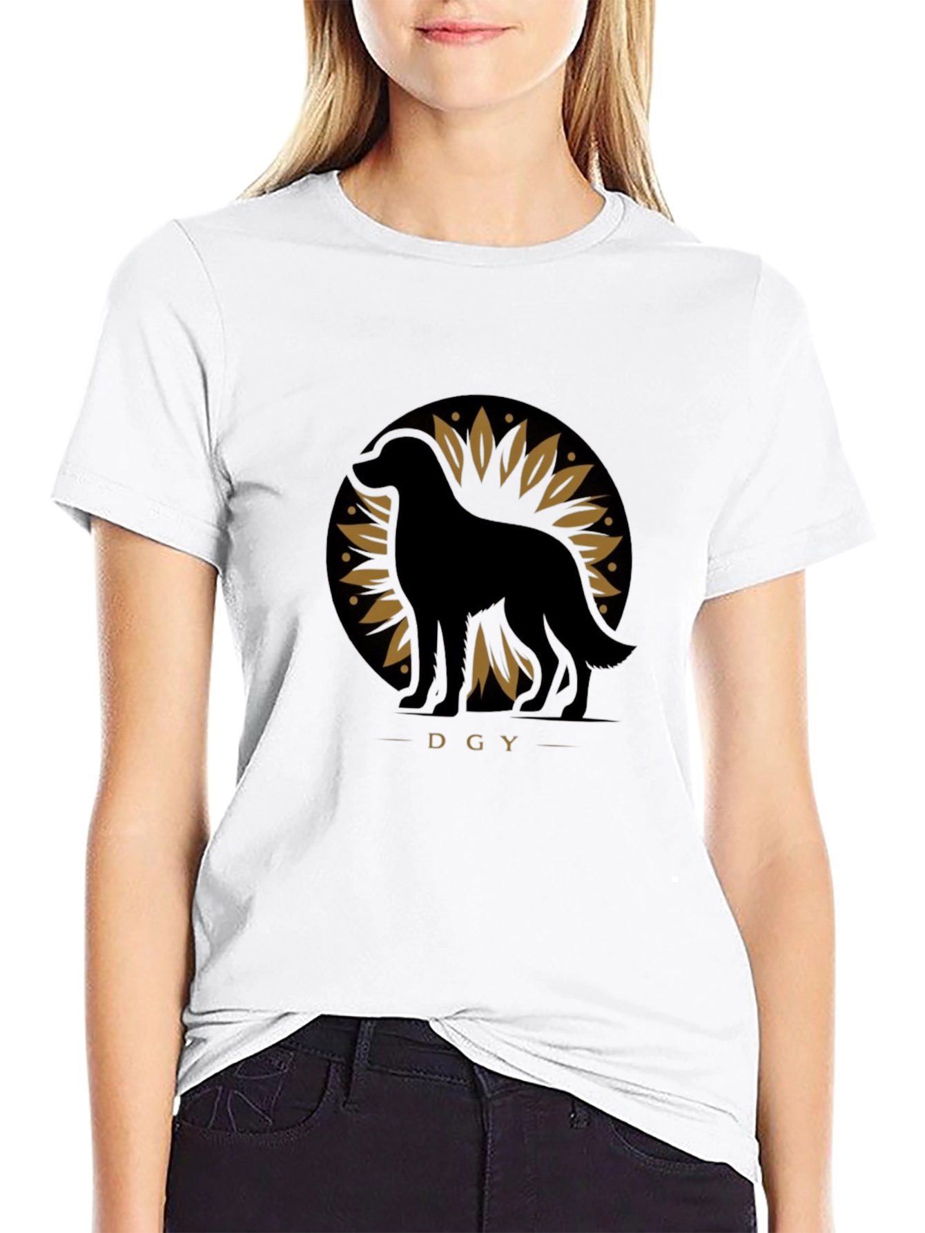 DGY Dog Silhouette Graphic Tee - Black Cotton Blend