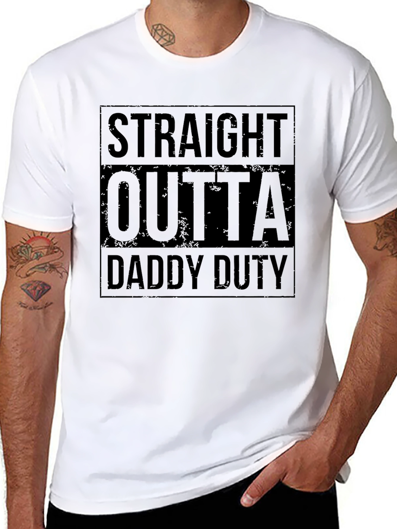 Straight Outta Daddy Duty T-Shirt - Black Graphic Tee