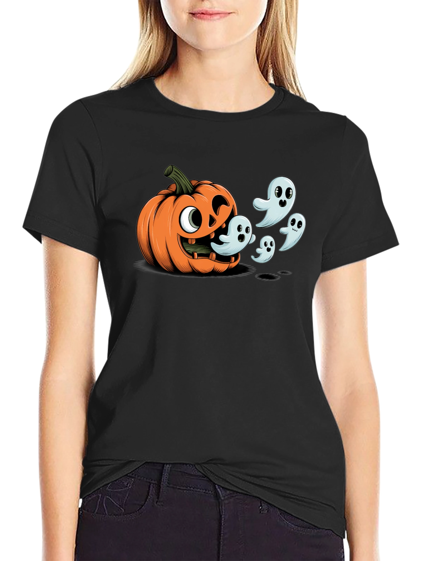 Halloween Pumpkin Ghosts Graphic T-Shirt