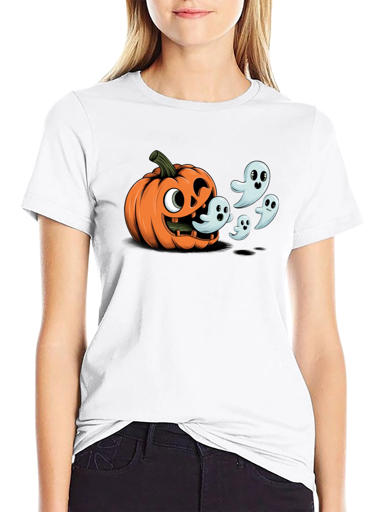 Halloween Pumpkin Ghosts Graphic T-Shirt
