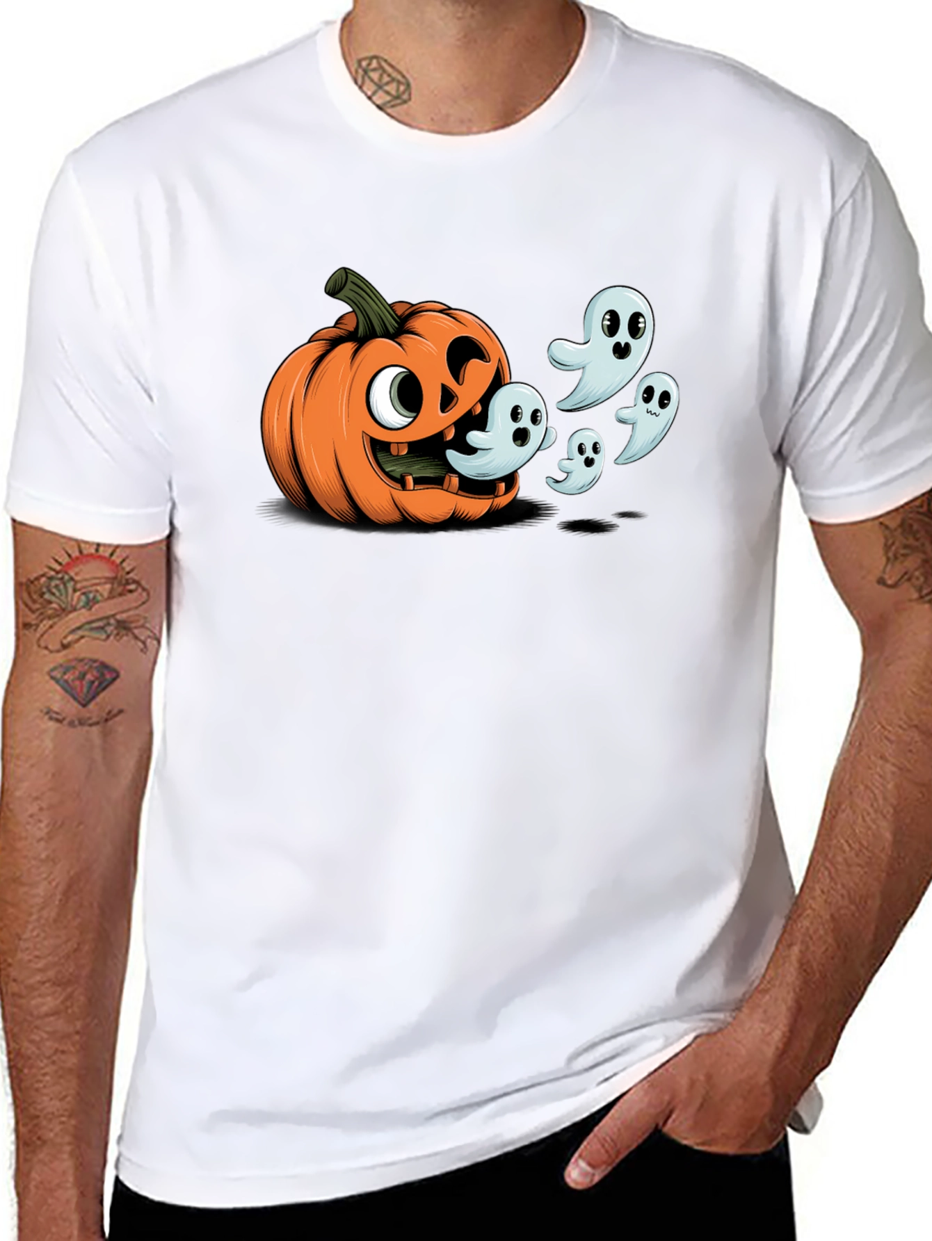 Halloween Pumpkin Ghosts Graphic T-Shirt