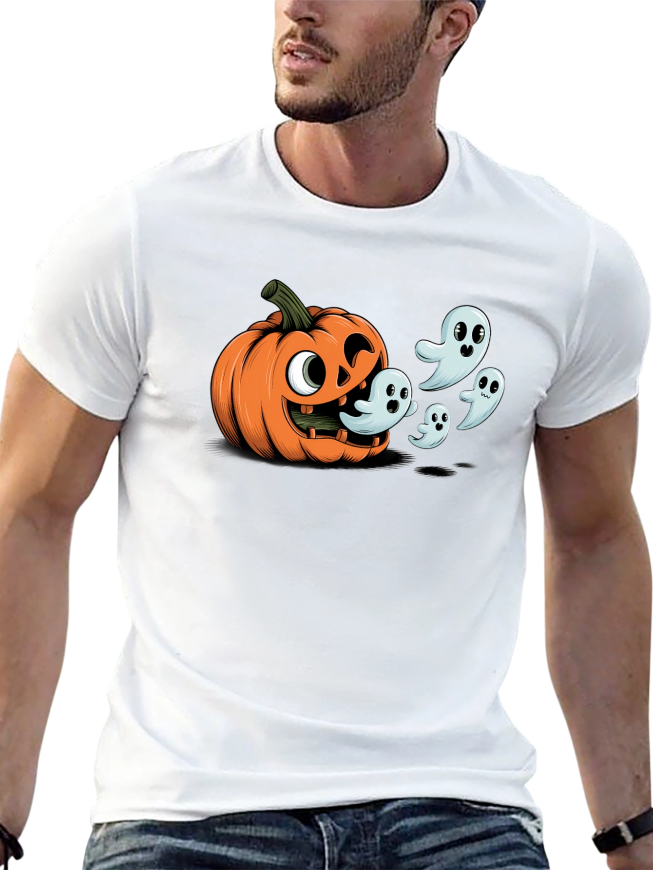 Halloween Pumpkin Ghosts Graphic T-Shirt