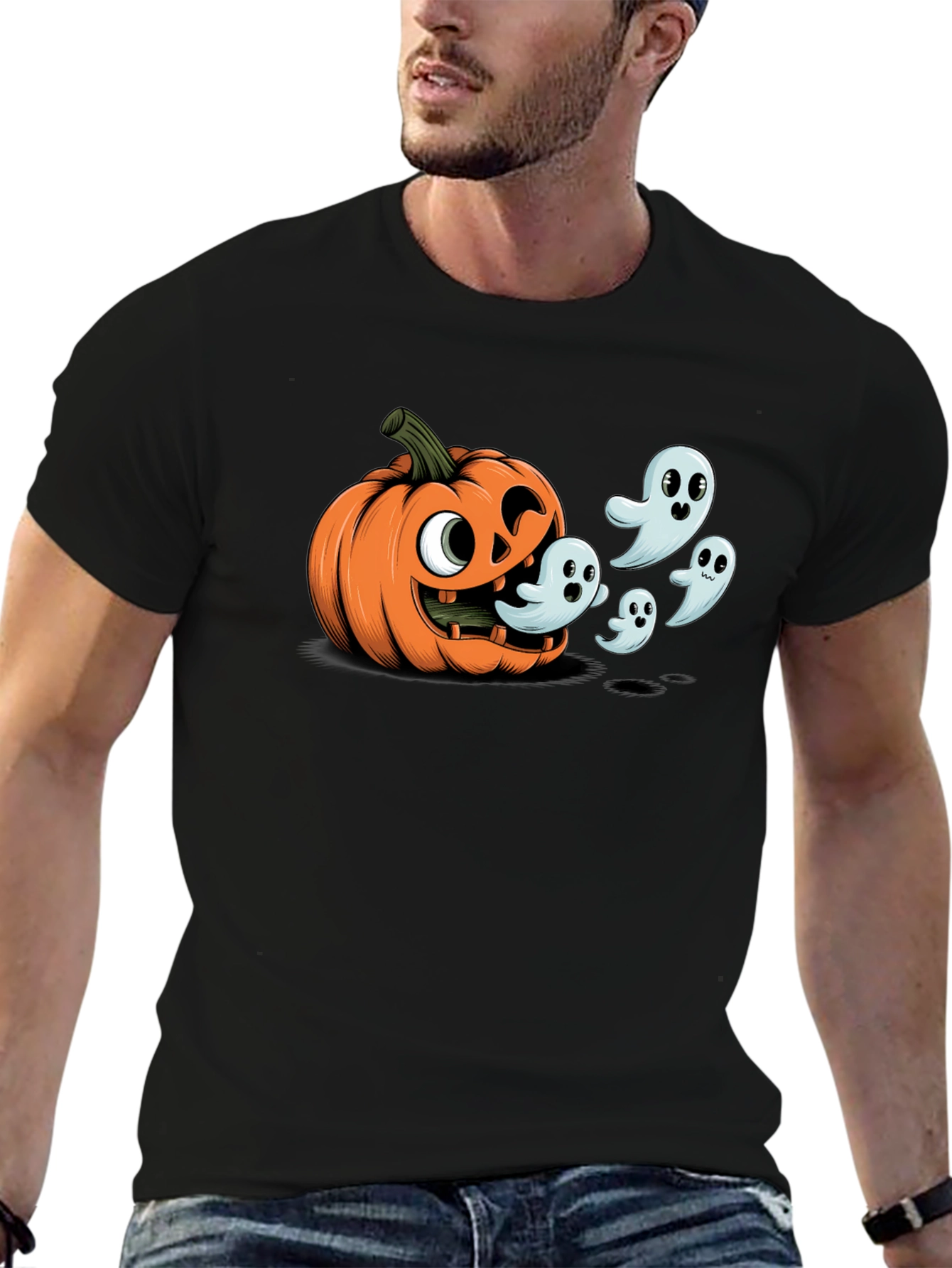 Halloween Pumpkin Ghosts Graphic T-Shirt