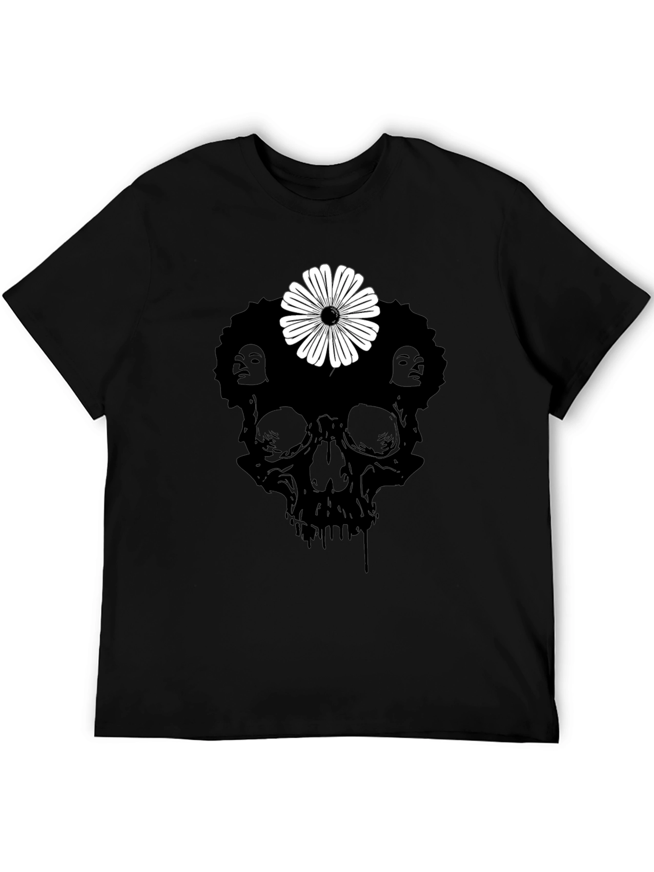 Skull Flower Graphic Tee - Stylish Black T-Shirt