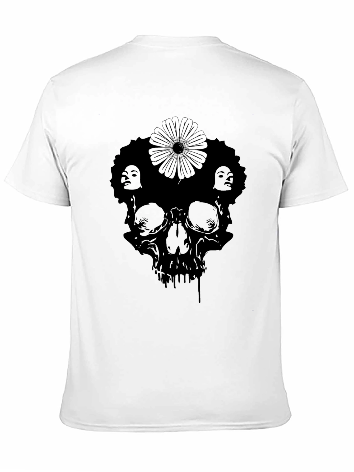 Skull Flower Graphic Tee - Stylish Black T-Shirt