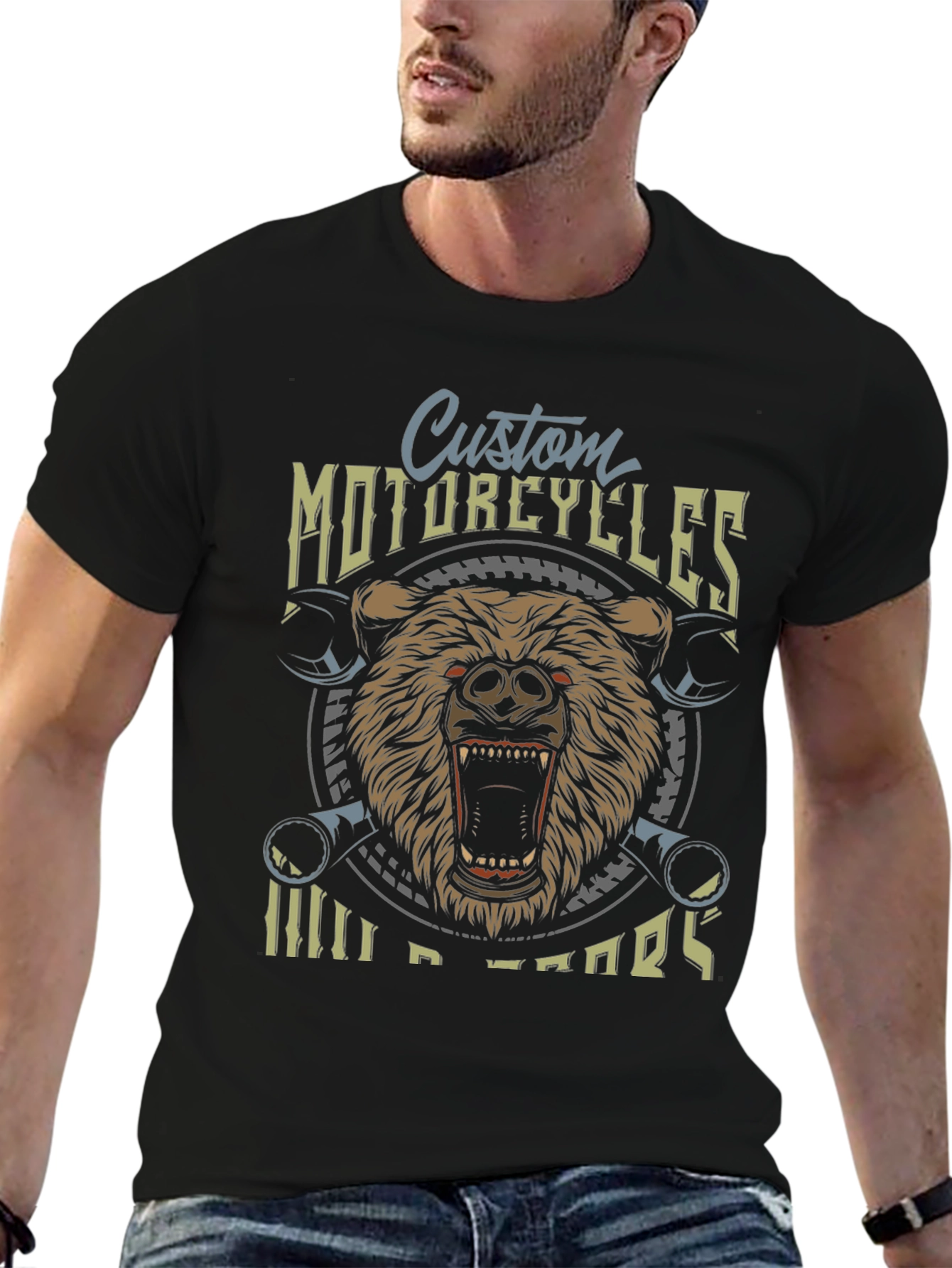 Custom Motorcycles Wild Bears Graphic T-Shirt