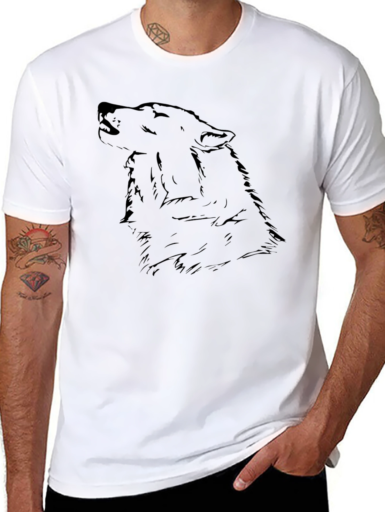 Black Wolf Howl Graphic T-Shirt