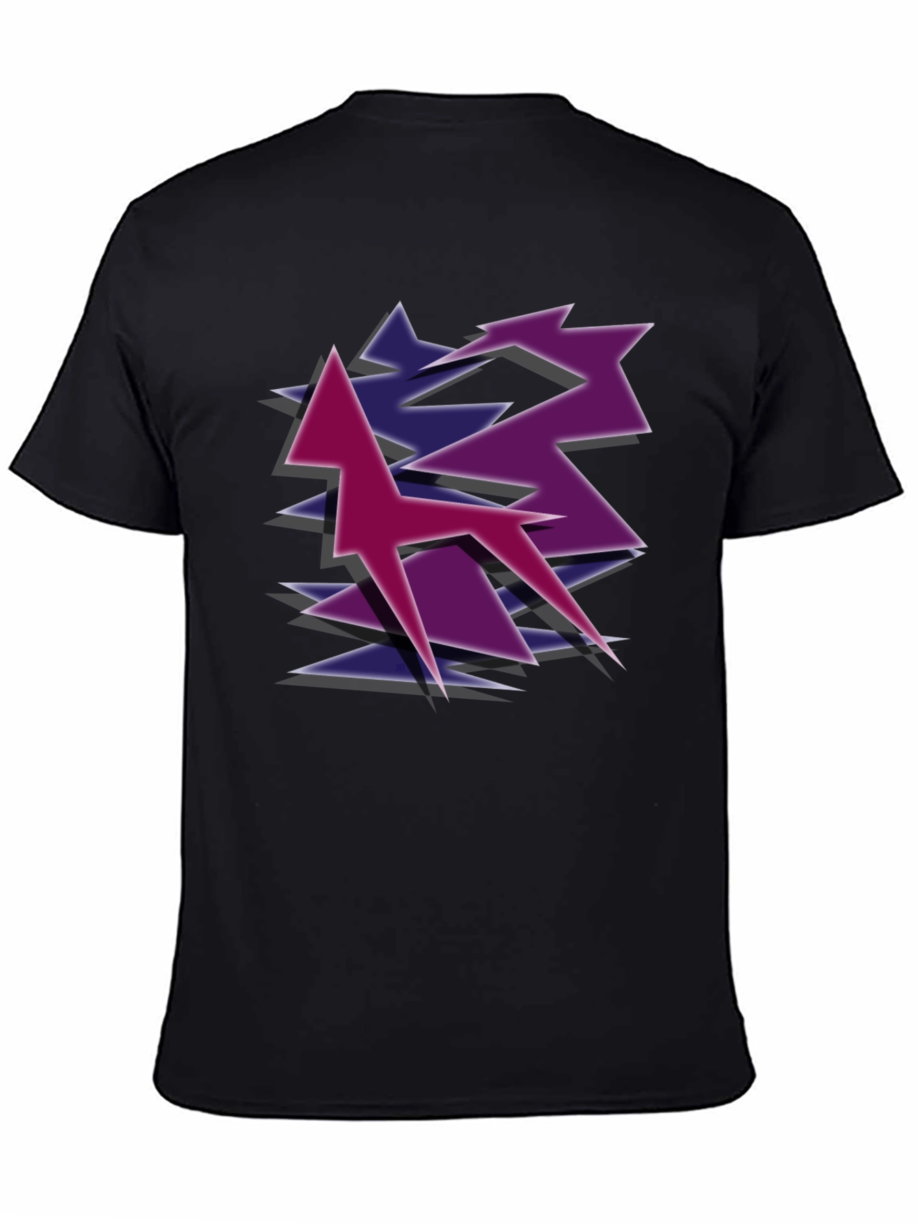 Geometric Style Graphic Tee - Black