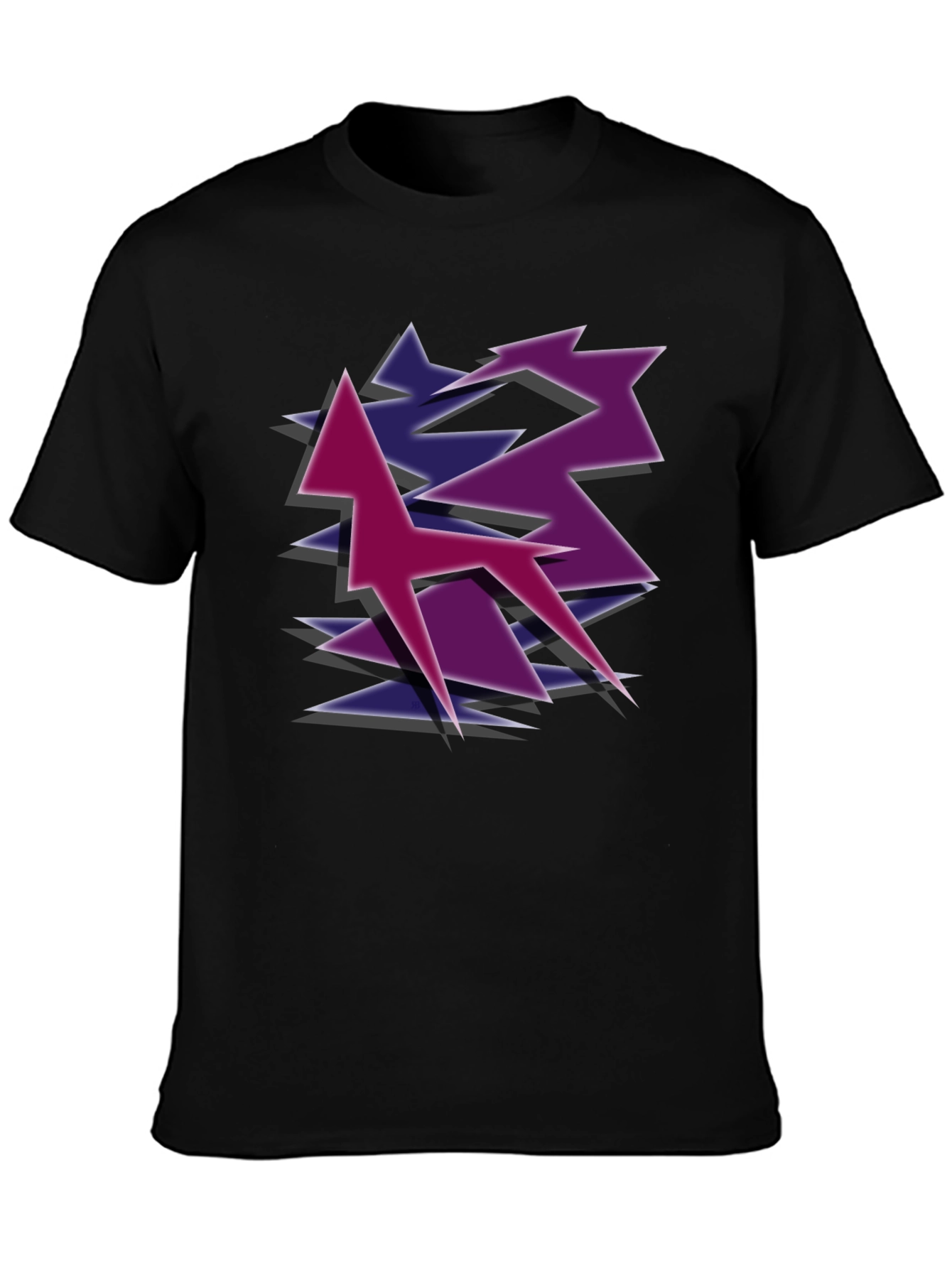 Geometric Style Graphic Tee - Black