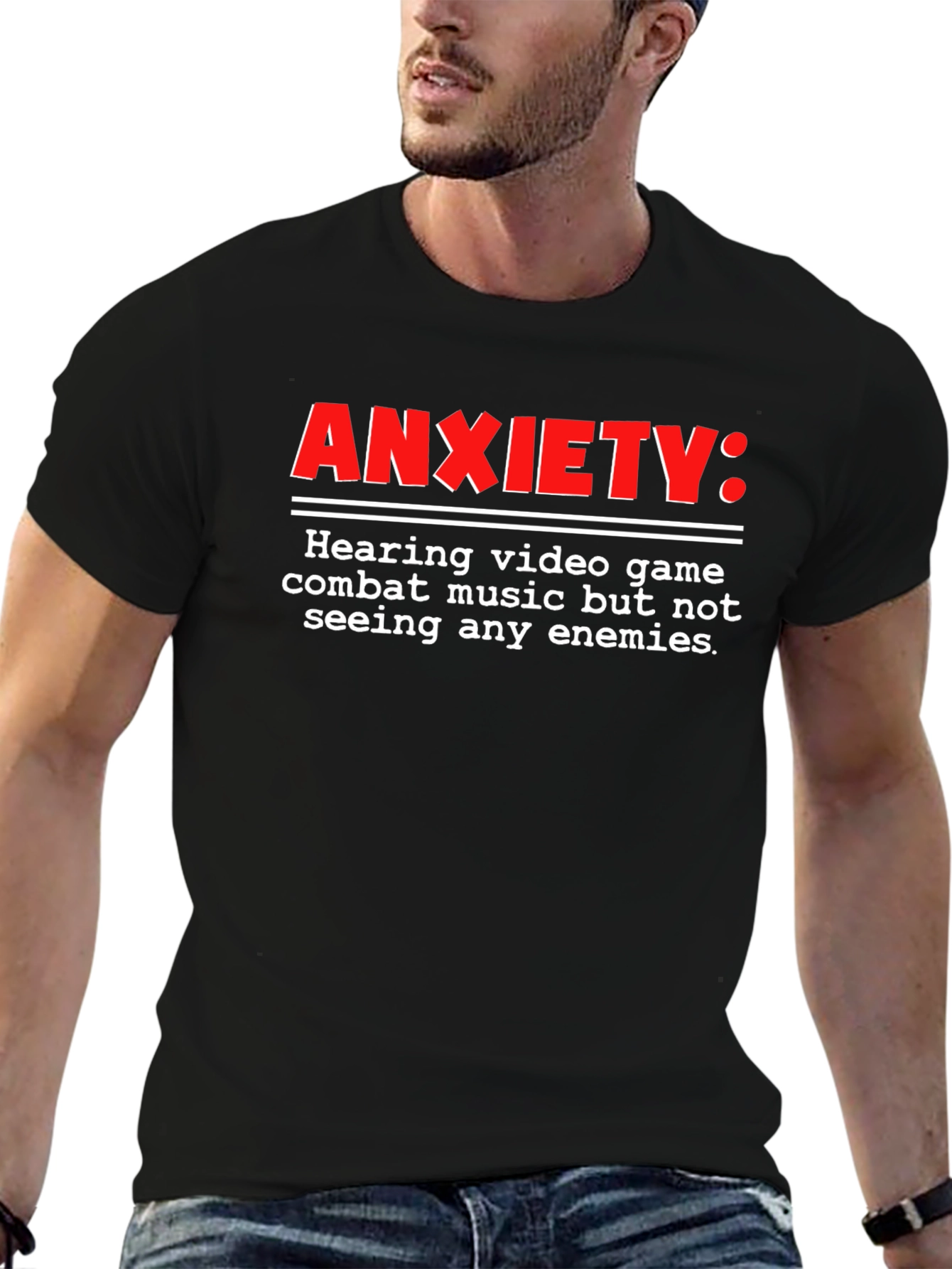 Anxiety Gamer T-Shirt - Combat Music No Enemies