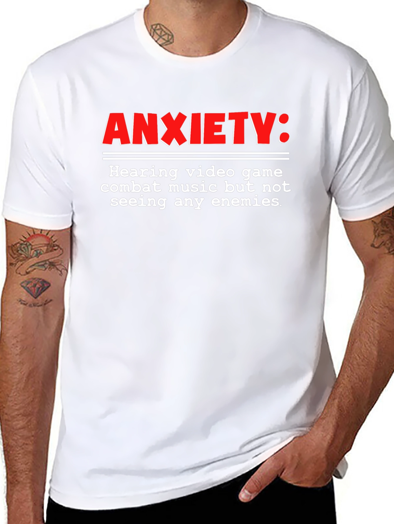 Anxiety Gamer T-Shirt - Combat Music No Enemies