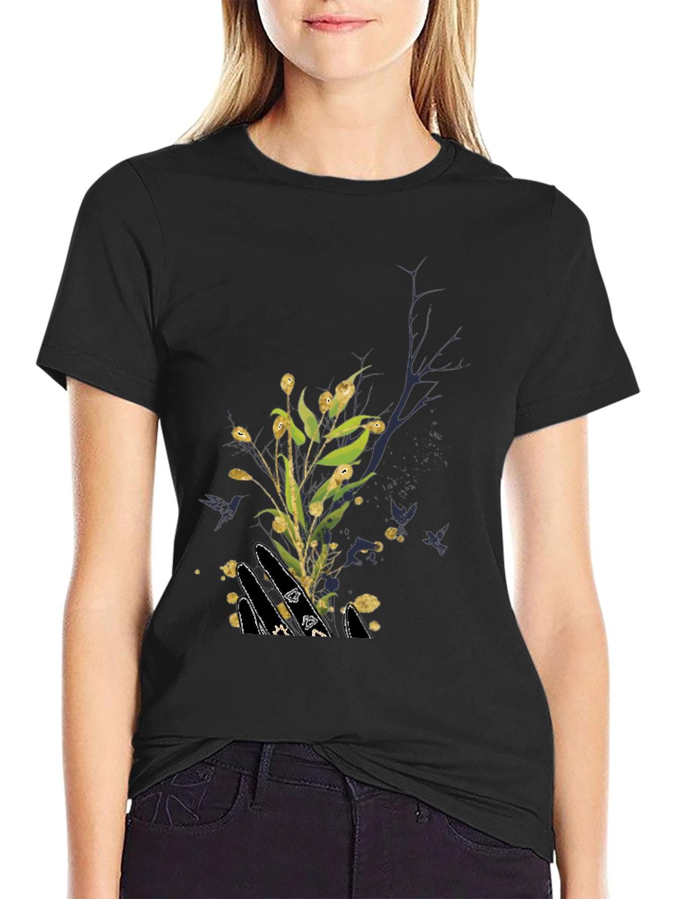 Natures Touch Black Graphic Tee
