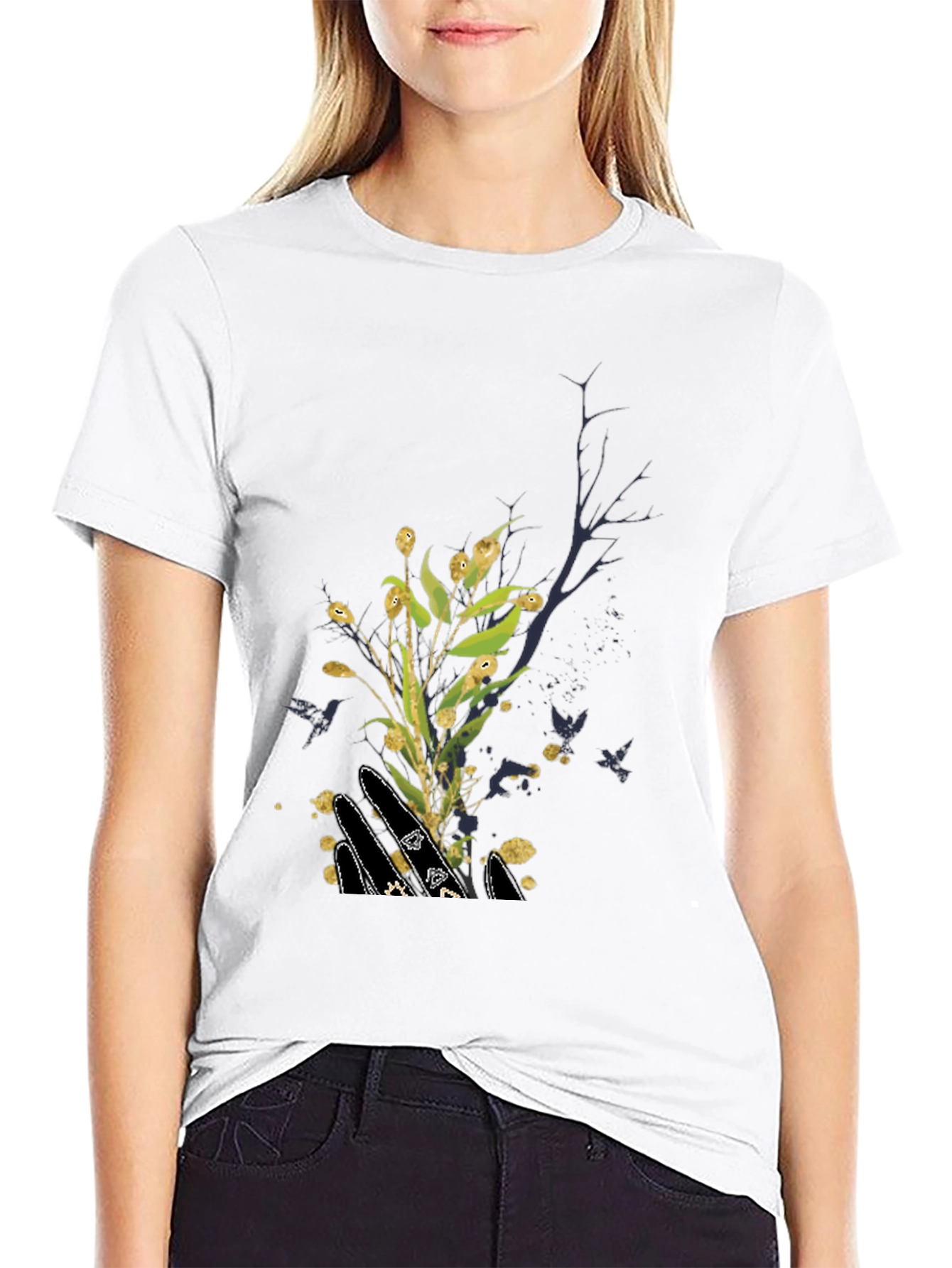Natures Touch Black Graphic Tee