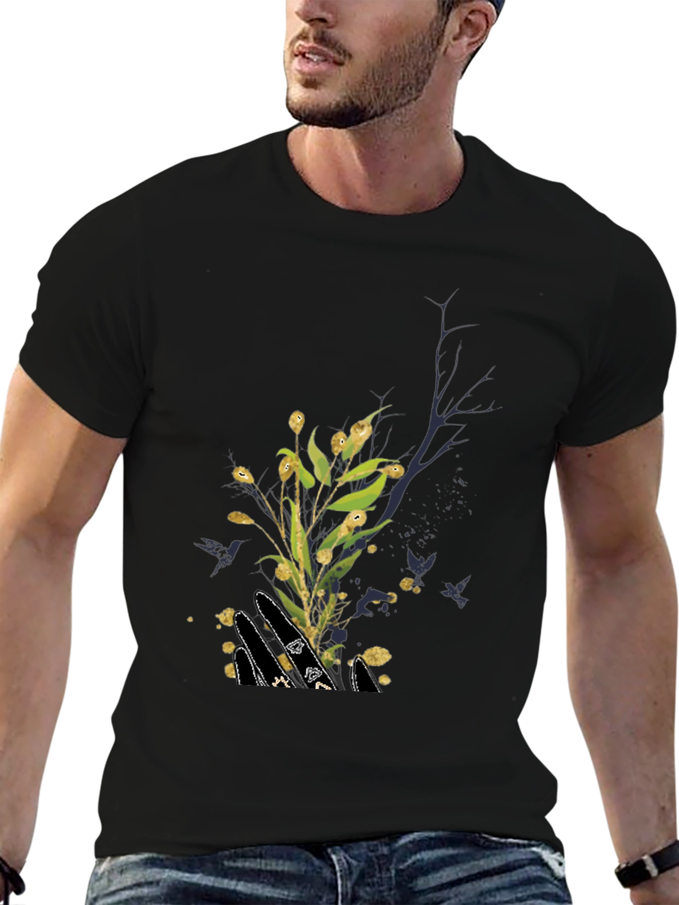 Natures Touch Black Graphic Tee