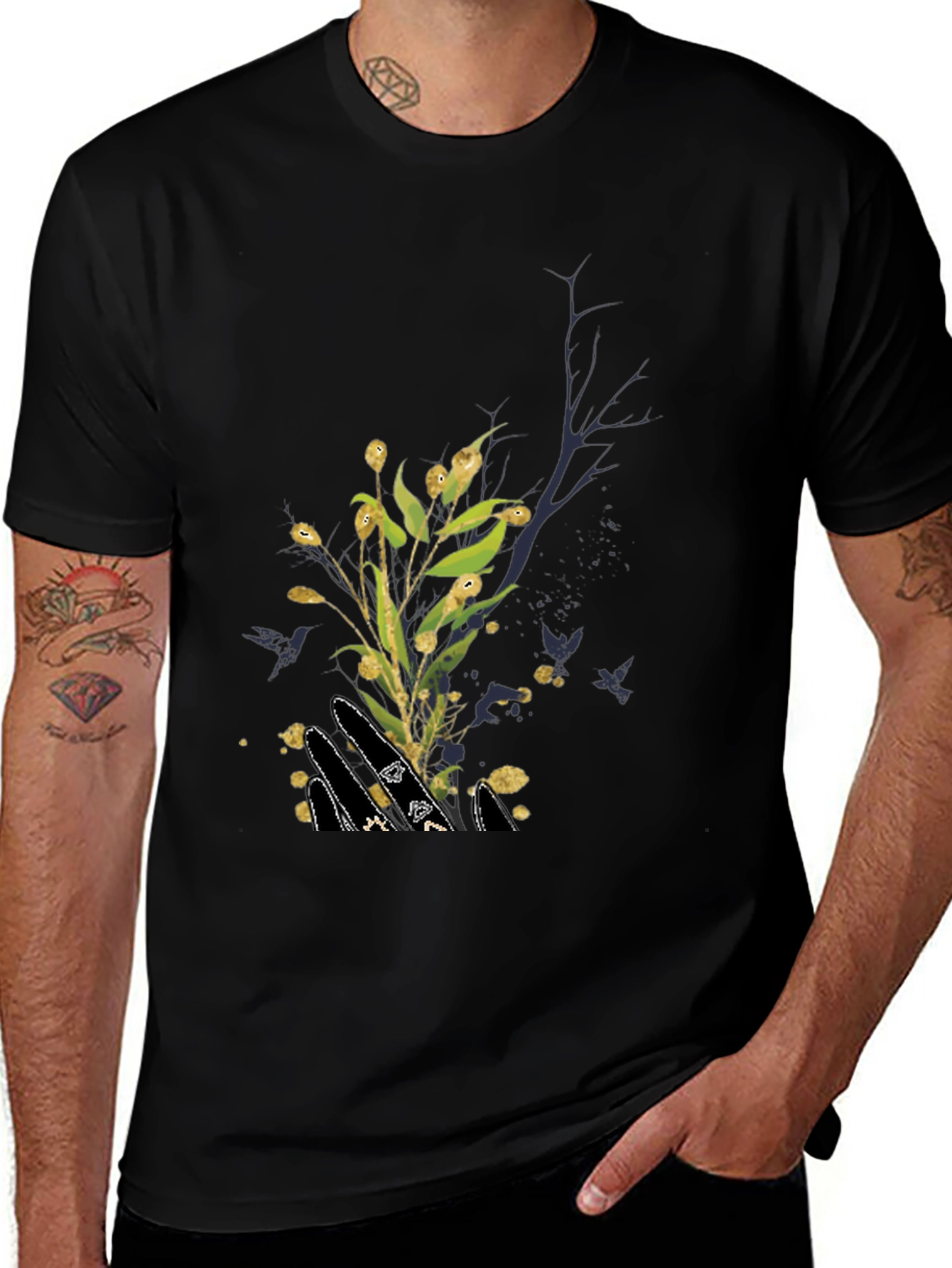Natures Touch Black Graphic Tee