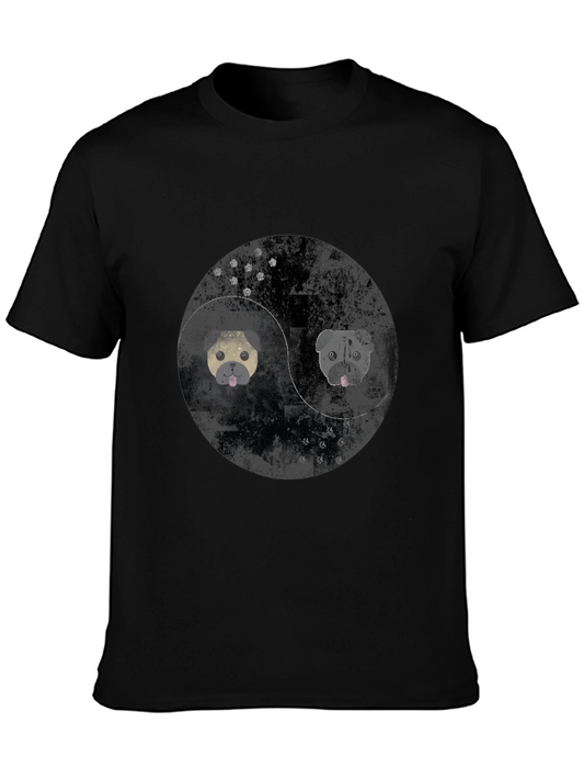 Yin Yang Pug Graphic Tee - Black Cotton