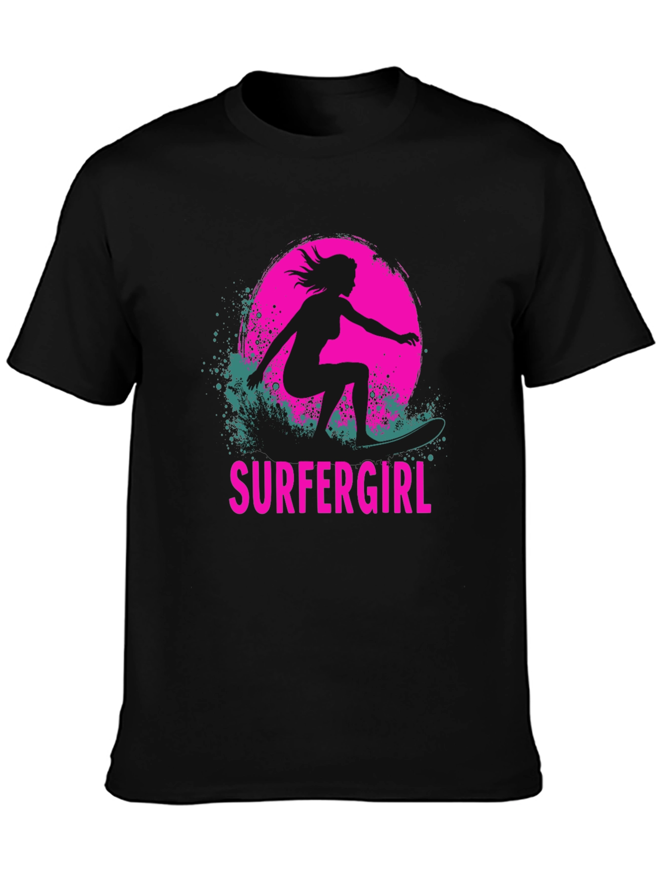Surfer Girl Graphic Tee - Black