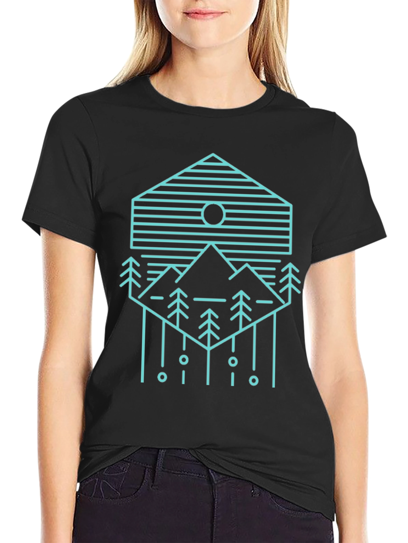 Geometric Mountain Scene Graphic Tee