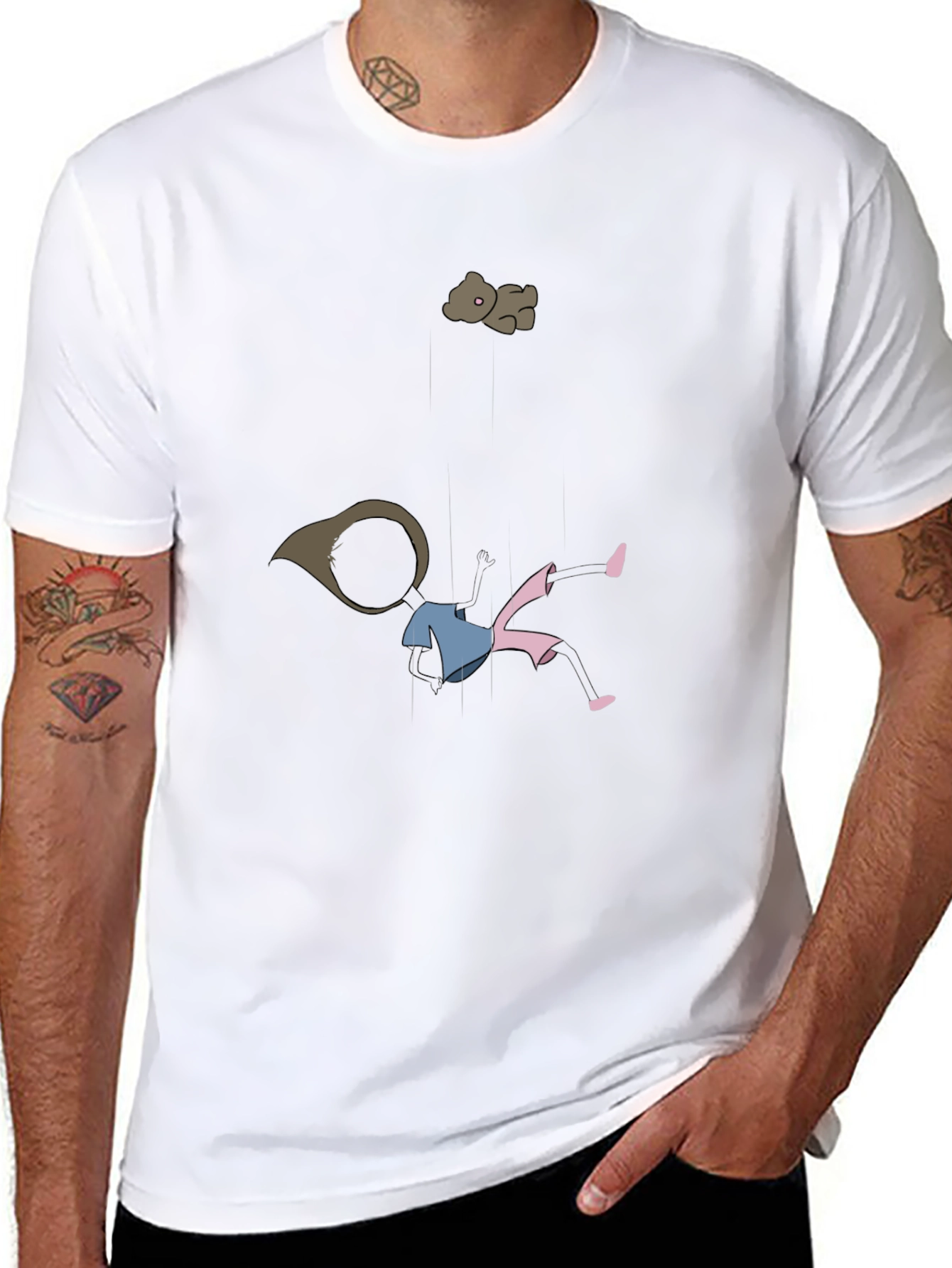 Cartoon Girl and Teddy Bear T-Shirt