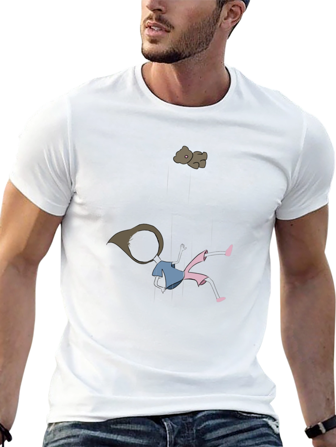 Cartoon Girl and Teddy Bear T-Shirt