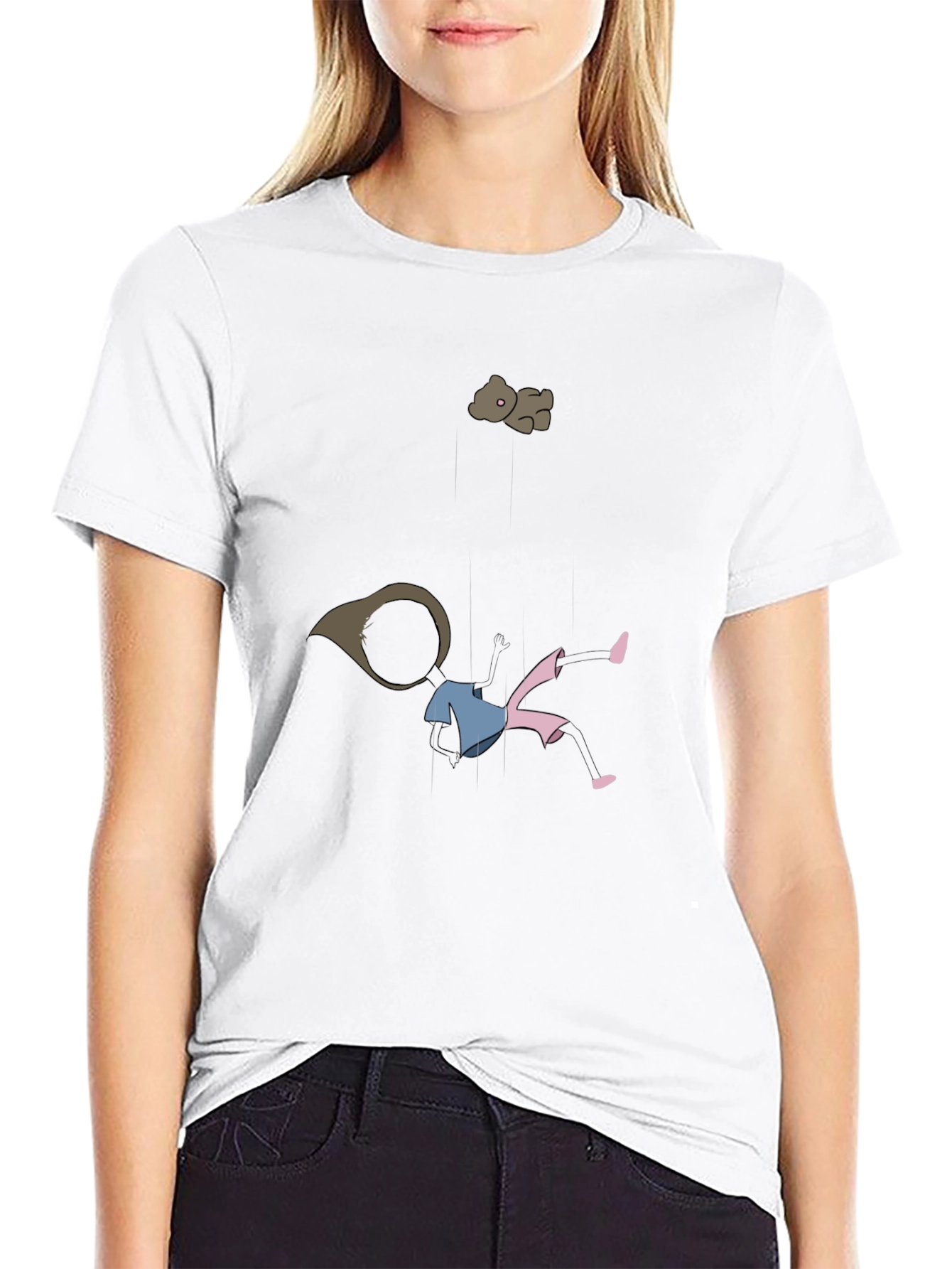 Cartoon Girl and Teddy Bear T-Shirt