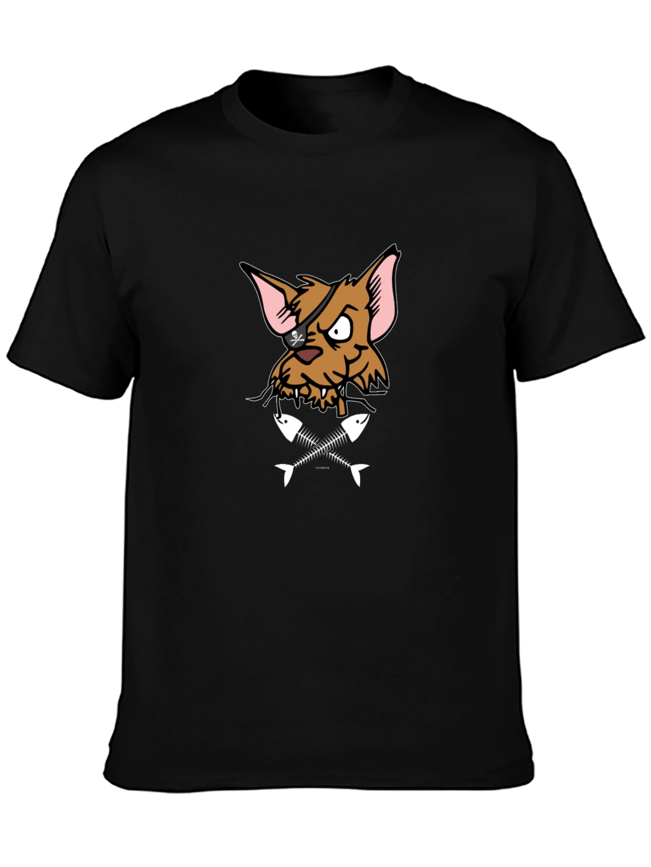 Pirate Cat T-Shirt - Fish Bones Design