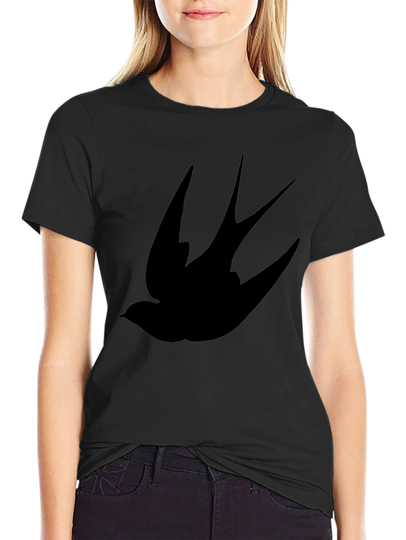 Black Swallow Bird Graphic Tee