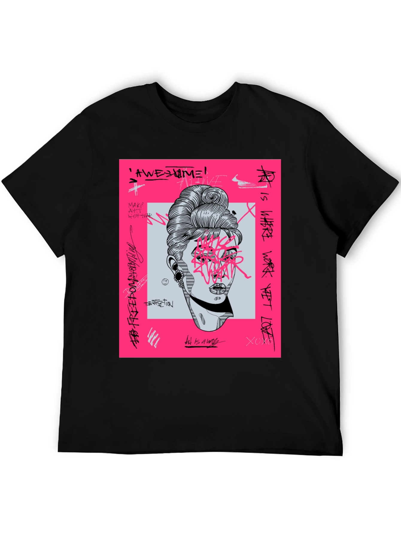 Edgy Graphic Tee - Black T-Shirt with Artistic Print