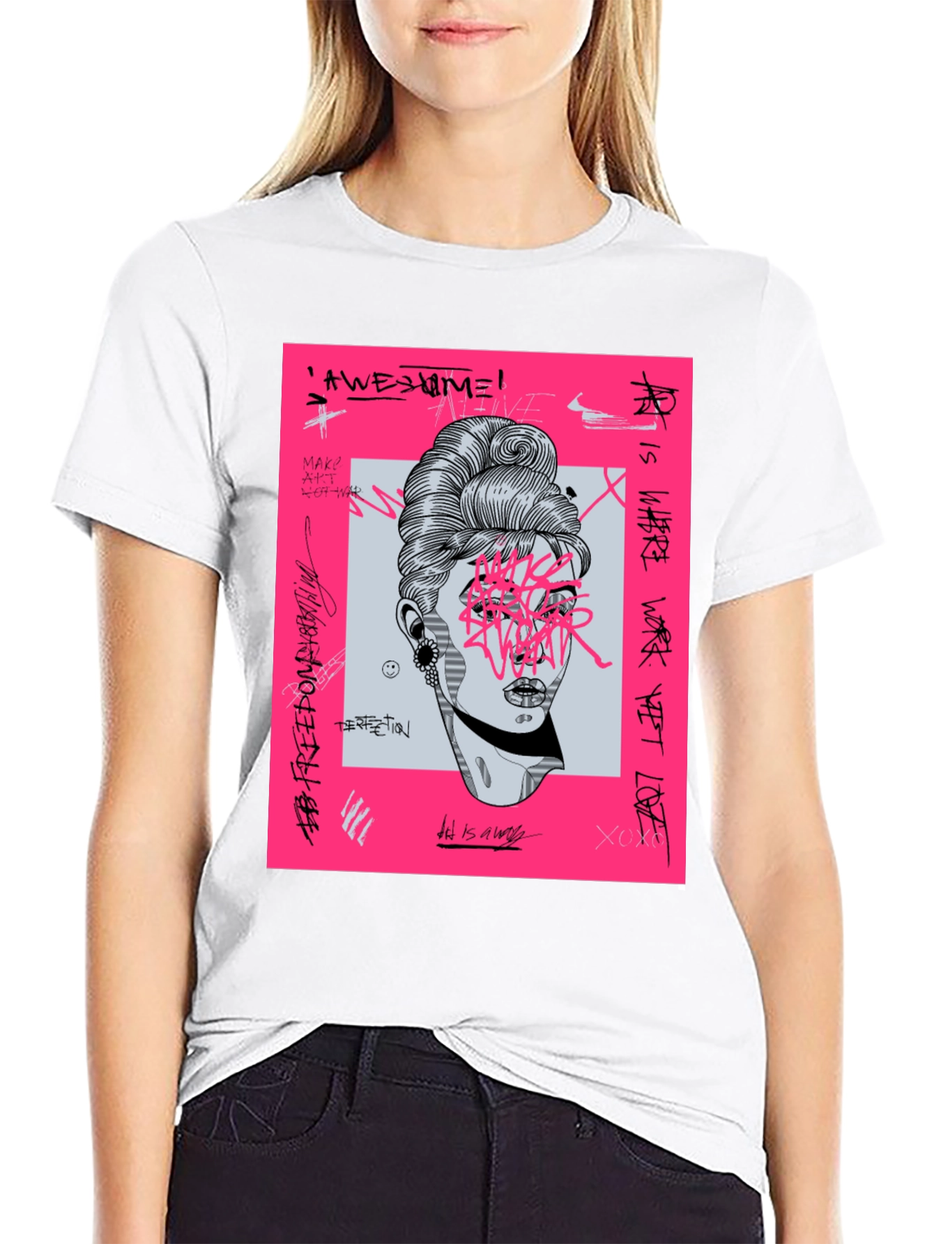 Edgy Graphic Tee - Black T-Shirt with Artistic Print