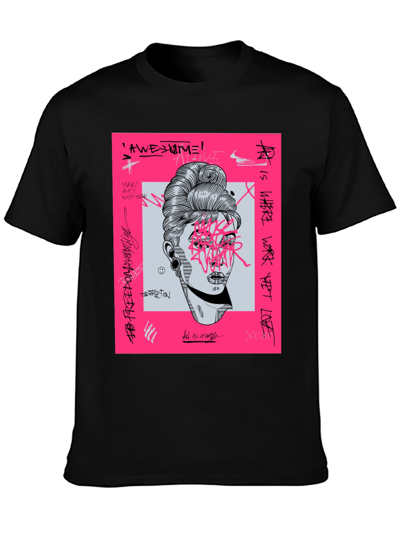 Edgy Graphic Tee - Black T-Shirt with Artistic Print