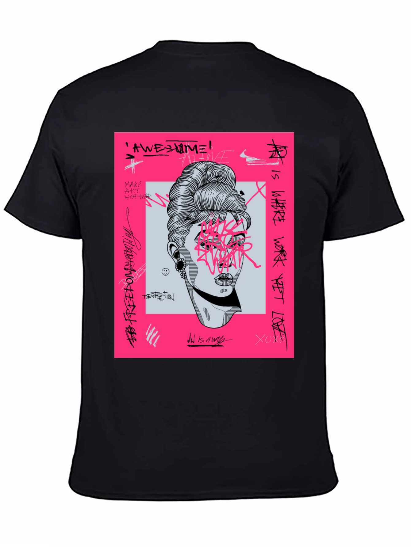 Edgy Graphic Tee - Black T-Shirt with Artistic Print